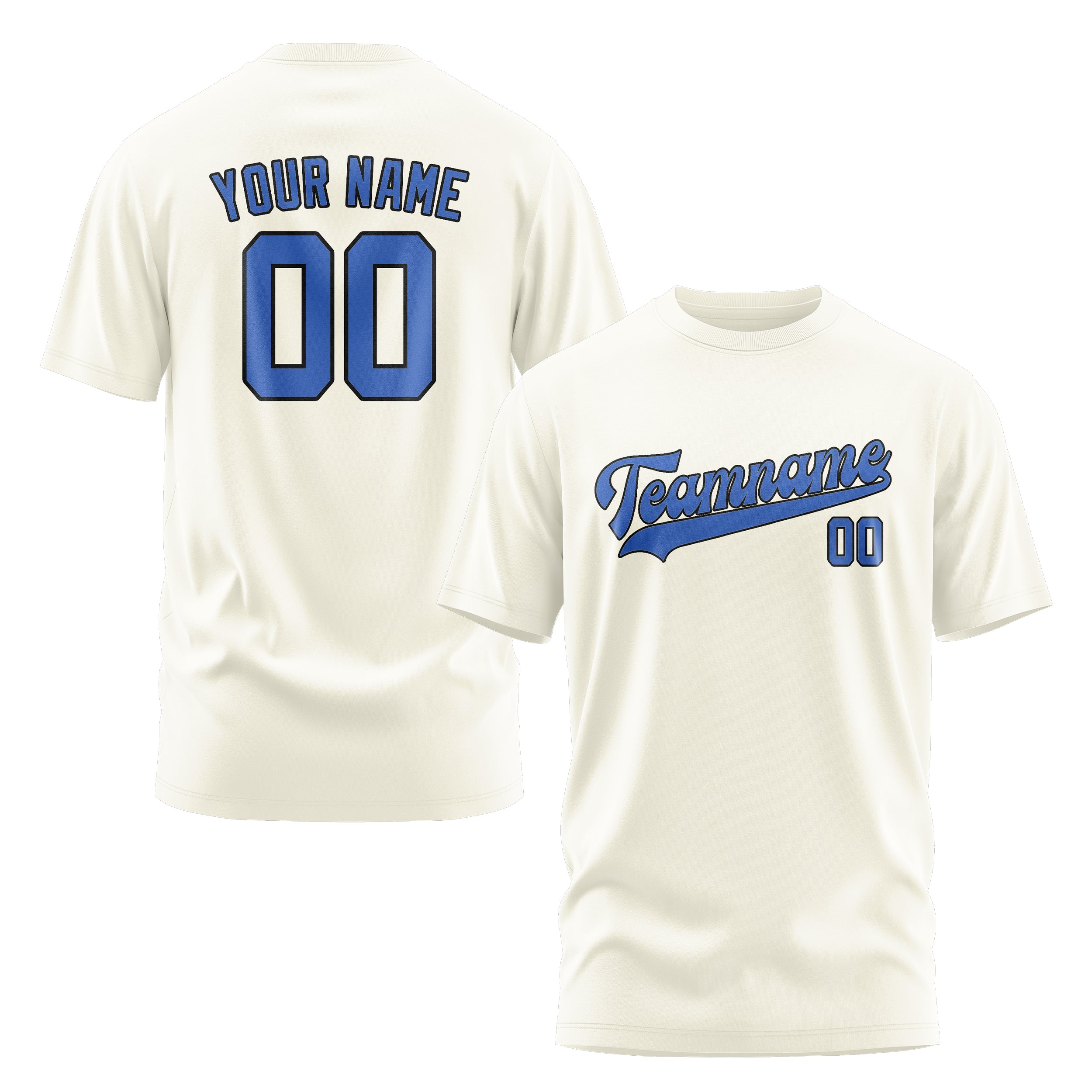 Custom Cream Sky Blue T-Shirt