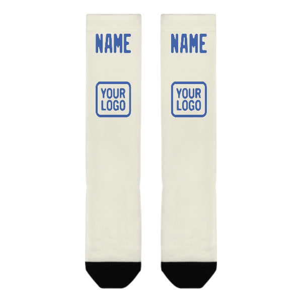 Custom Cream Sky Blue Knee-High Sock