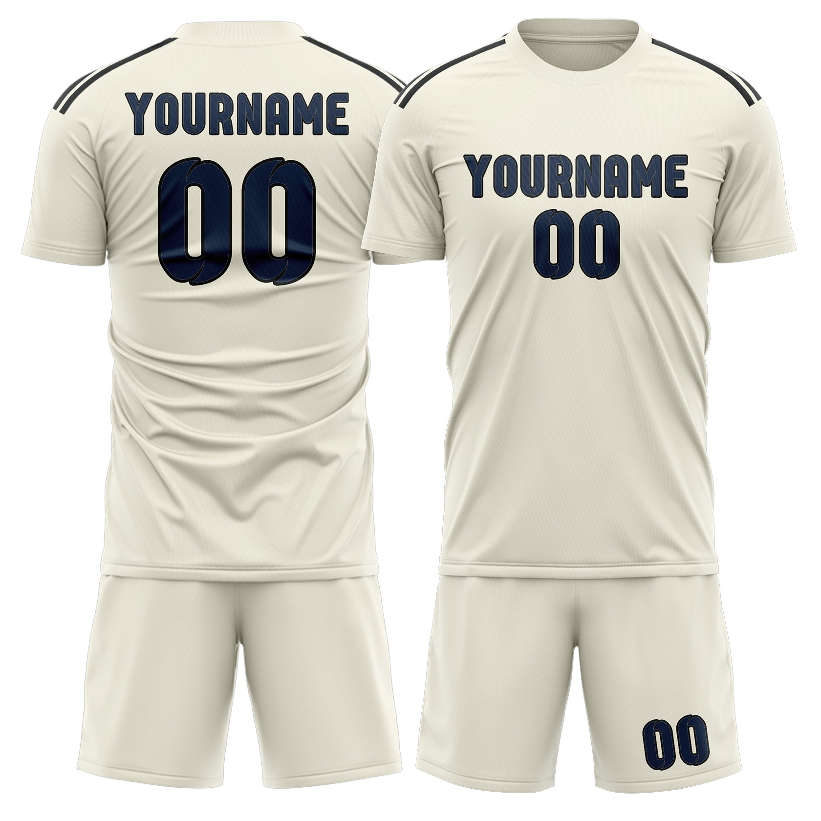 Custom Cream Blue Soccer Set