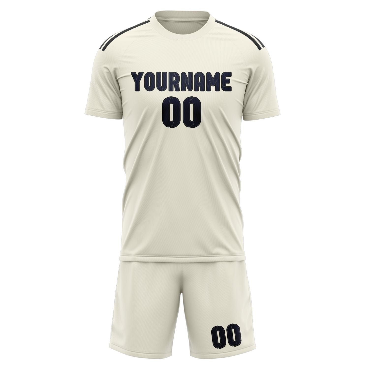 Custom Cream Navy Soccer Set