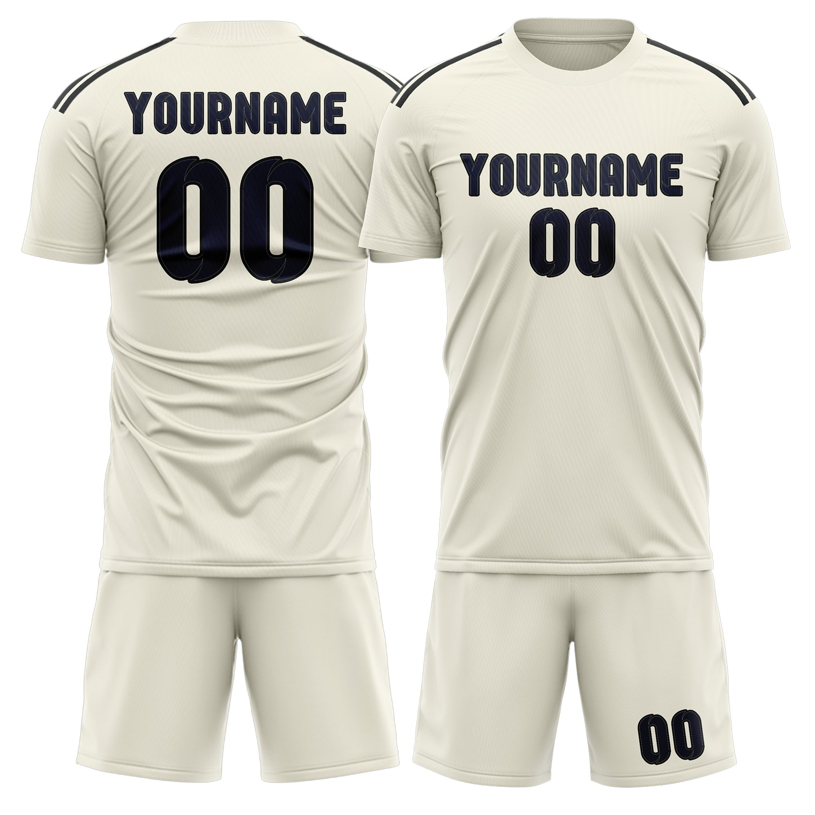 Custom Cream Navy Soccer Set