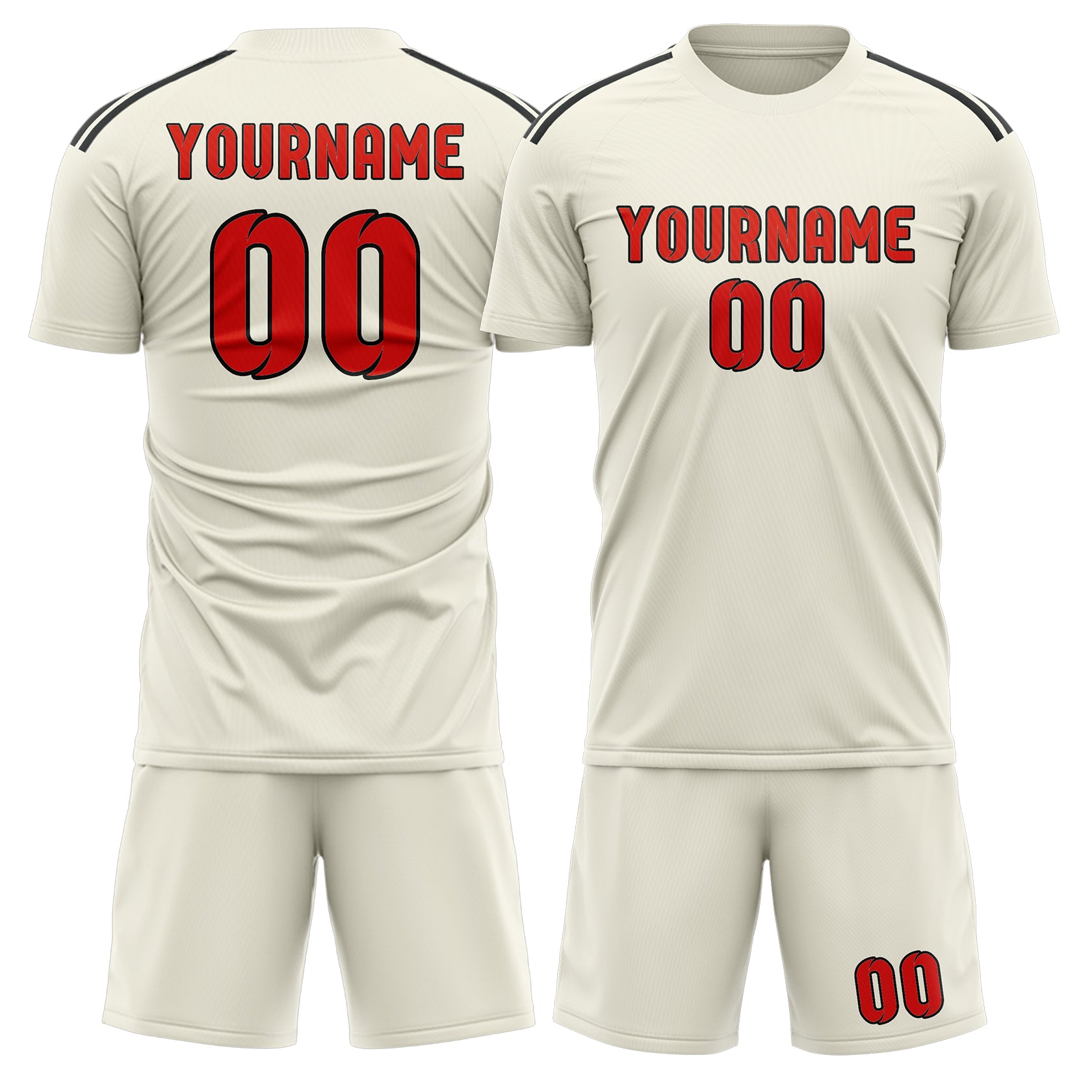 Custom Cream Orange Red Soccer Set