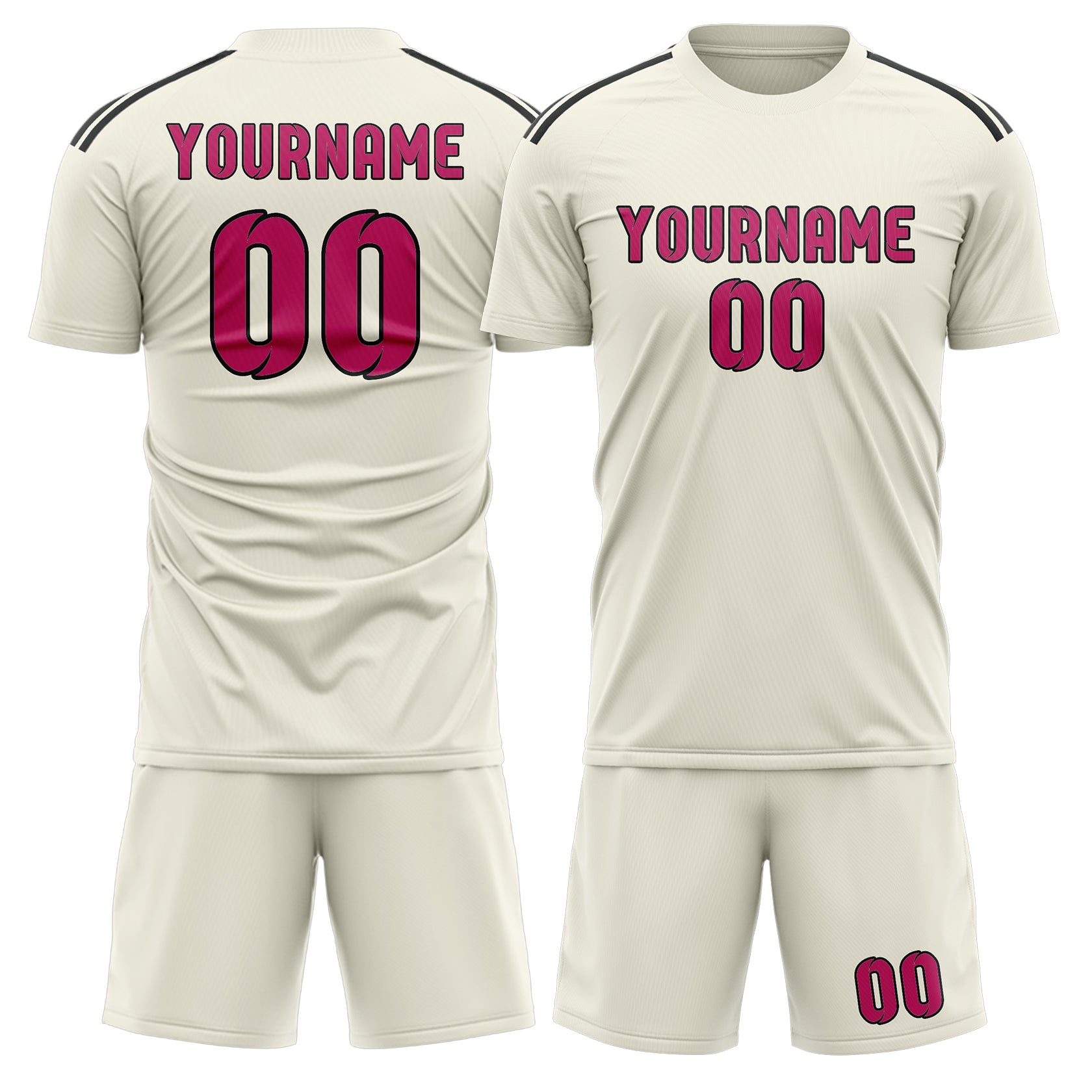 Custom Cream Pink Soccer Set