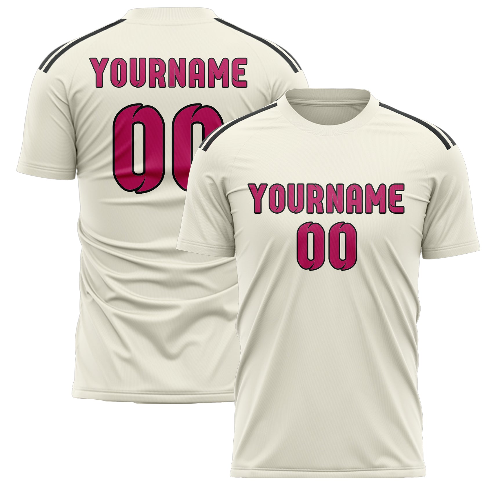 Custom Cream Pink Soccer Jersey