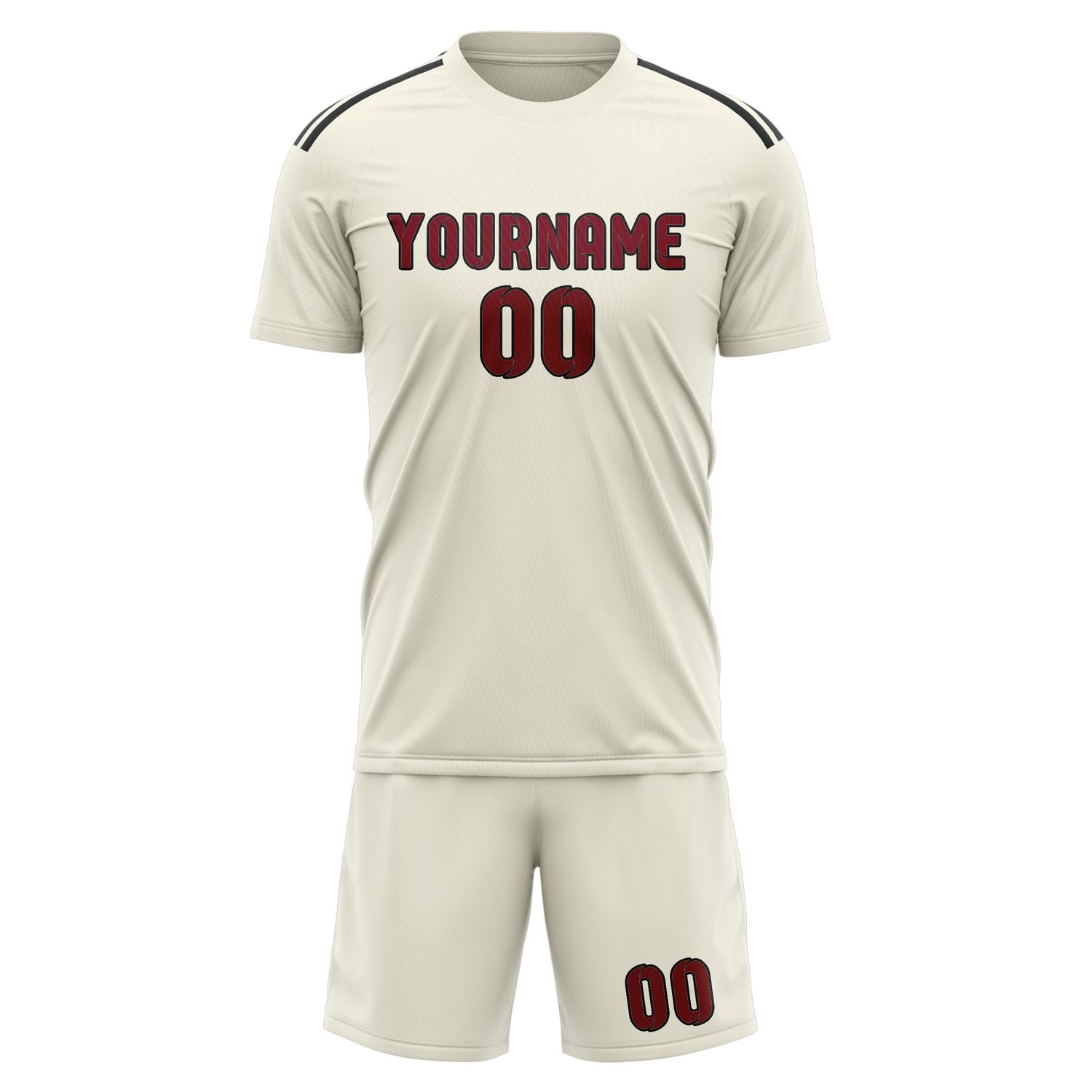 Custom Cream Crimson Red Soccer Set
