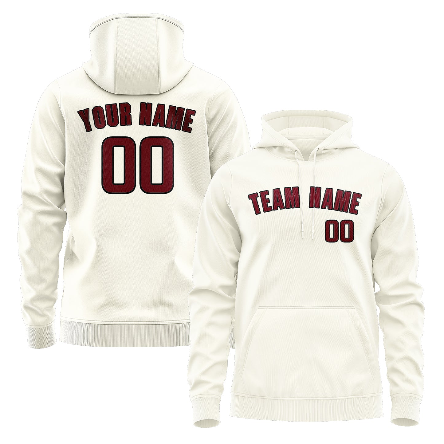 Custom Cream Crimson Red Hoodie
