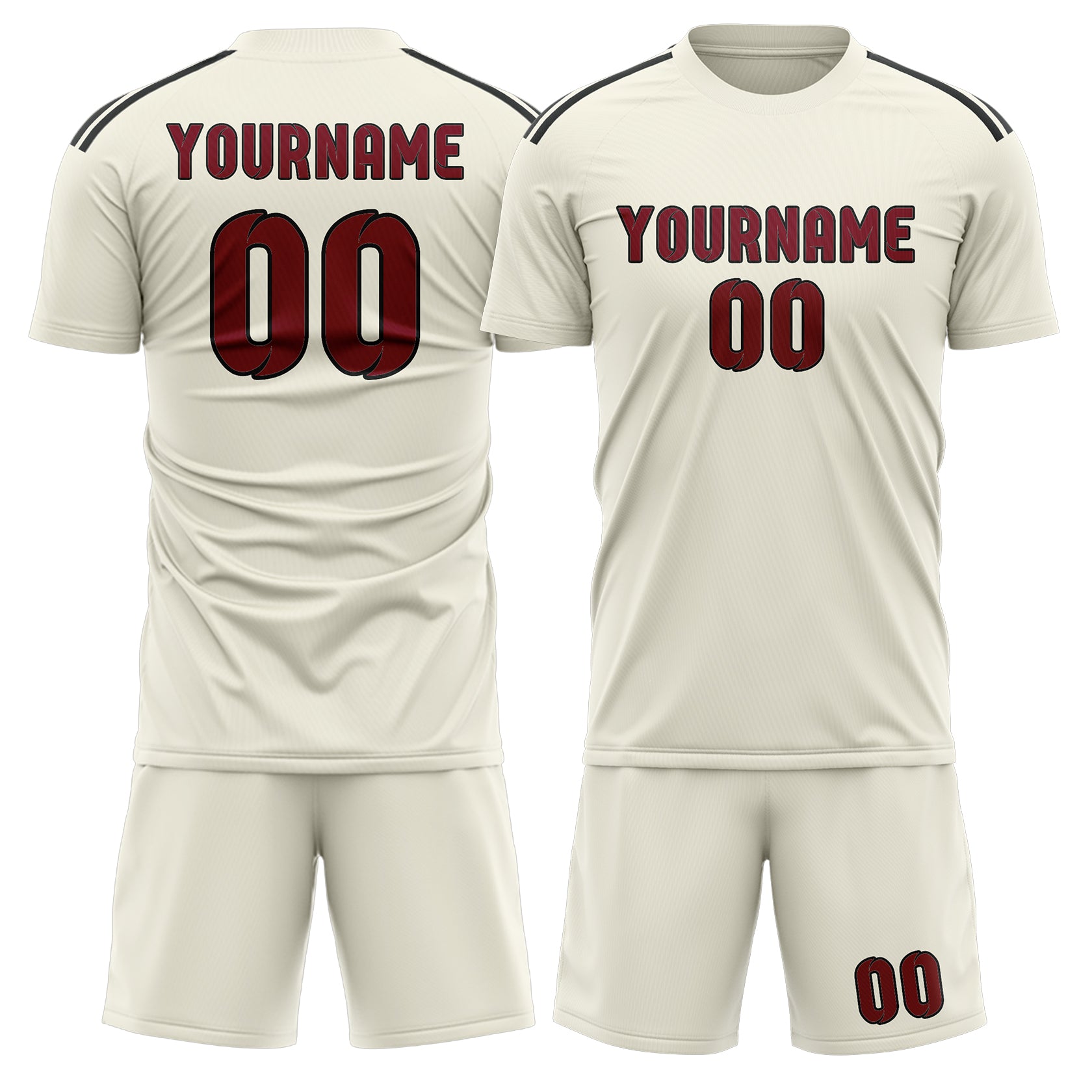 Custom Cream Crimson Red Soccer Set