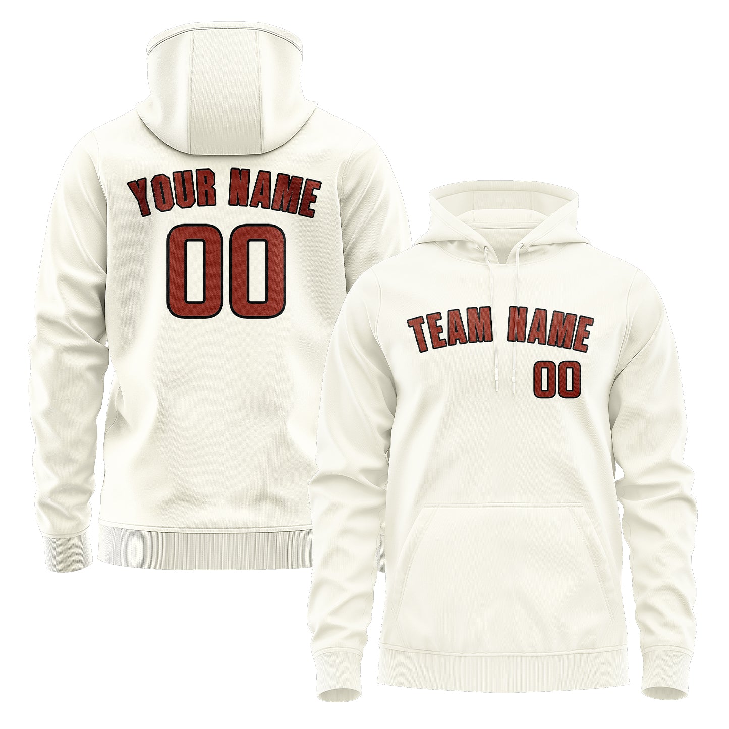 Custom Cream Coral Red Hoodie