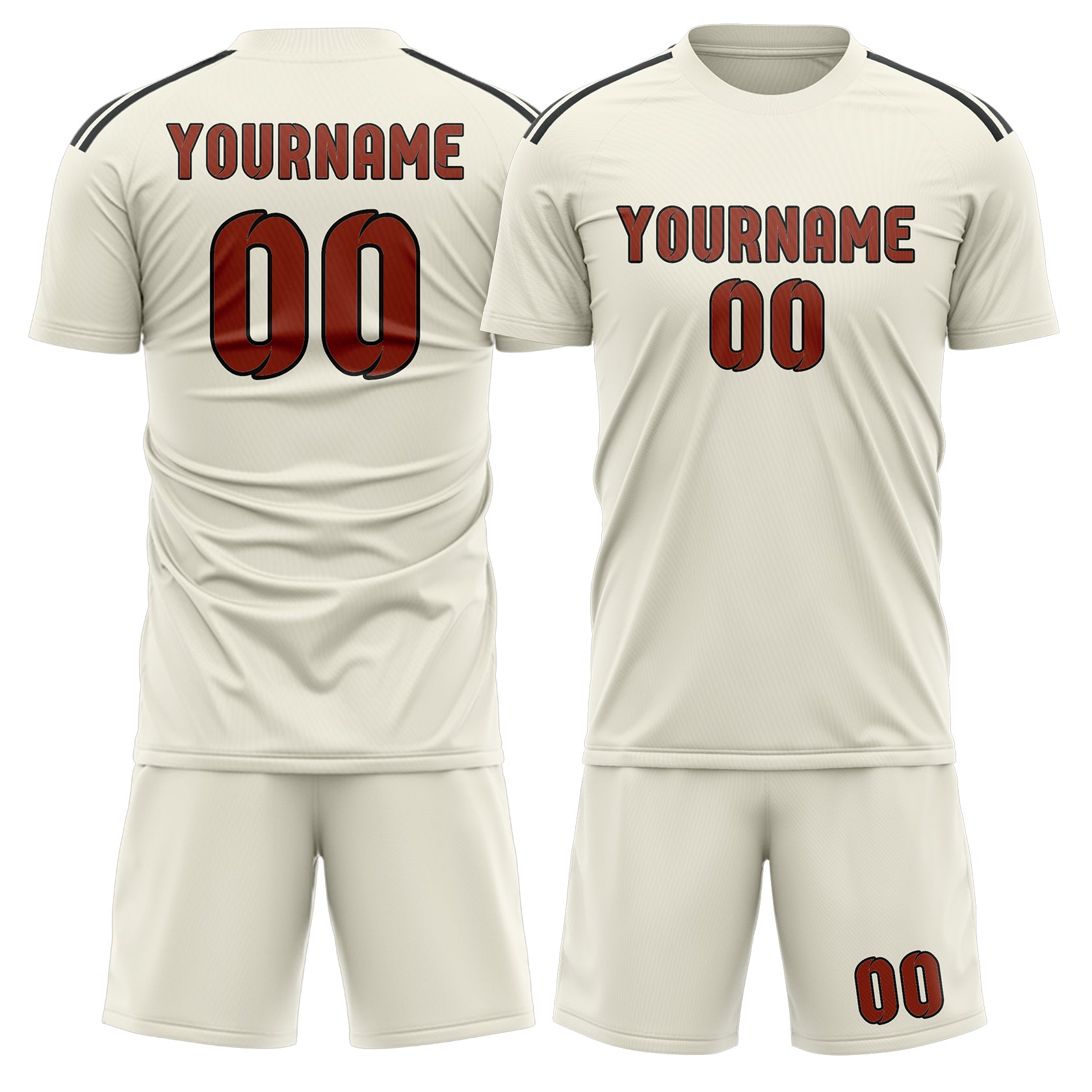 Custom Cream Coral Red Soccer Set