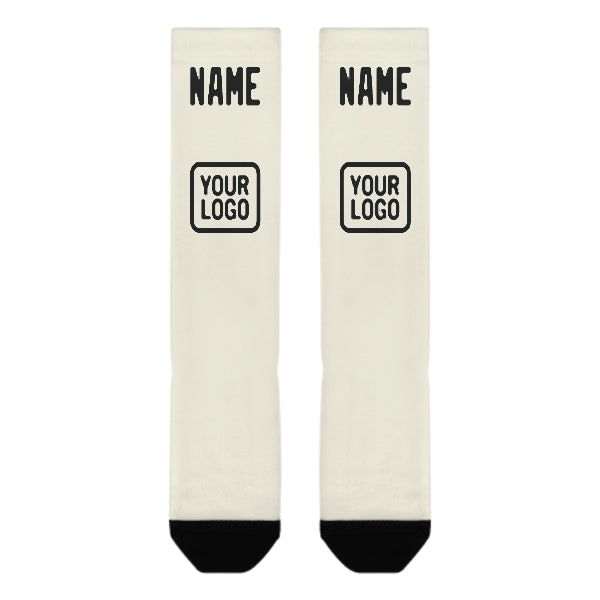 Custom Cream Black Knee-High Sock