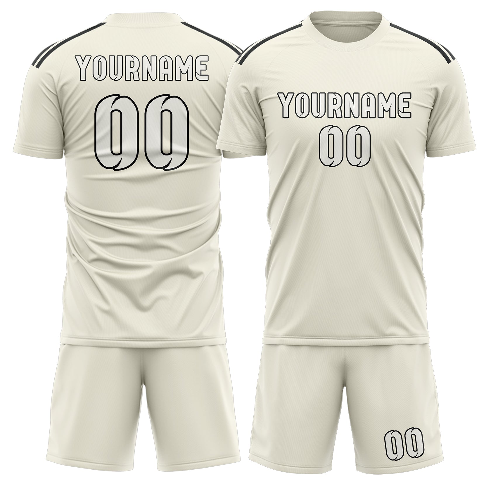 Custom Cream White Soccer Set