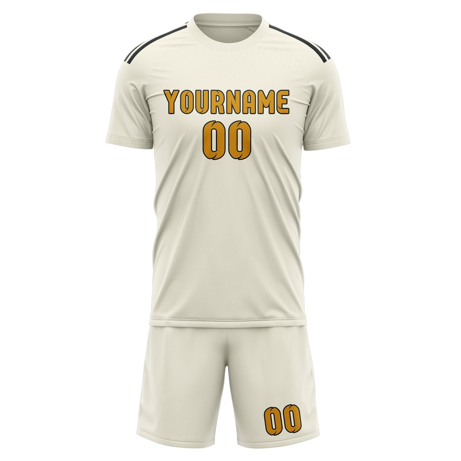 Custom Cream Yellow Soccer Set