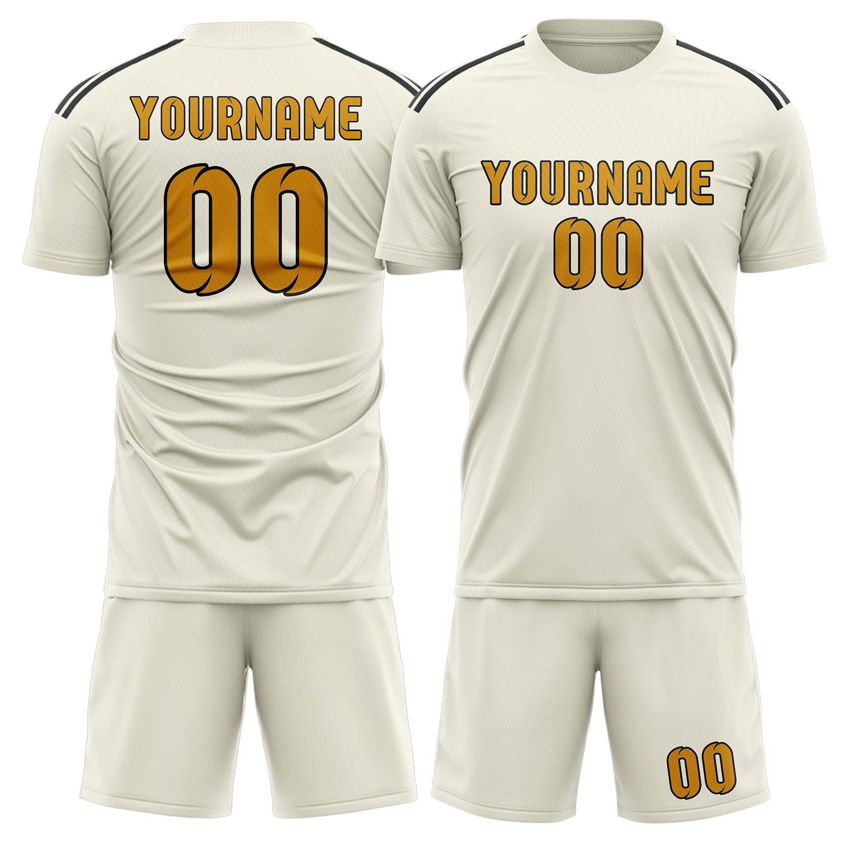 Custom Cream Yellow Soccer Set