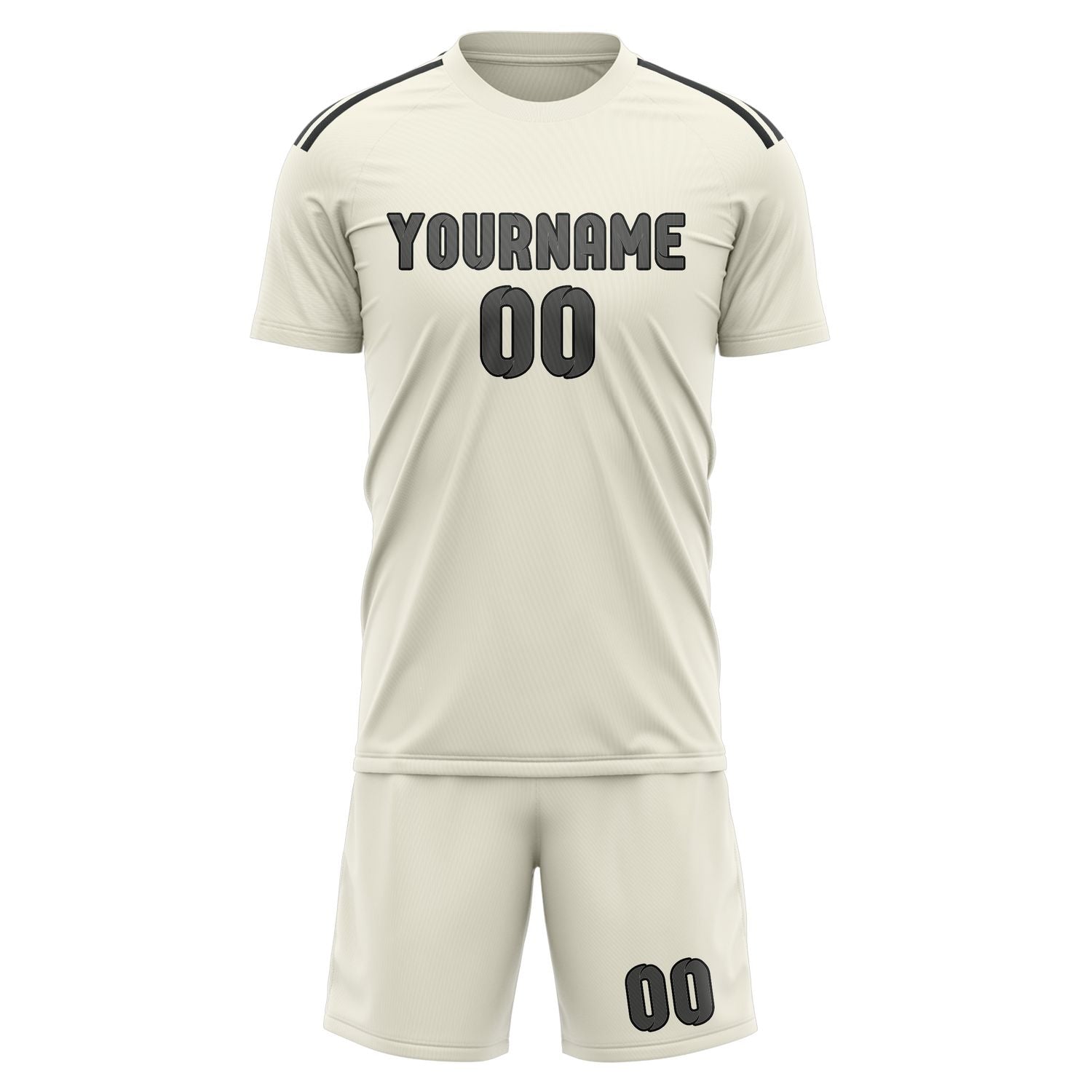 Custom Cream Dark Grey Soccer Set