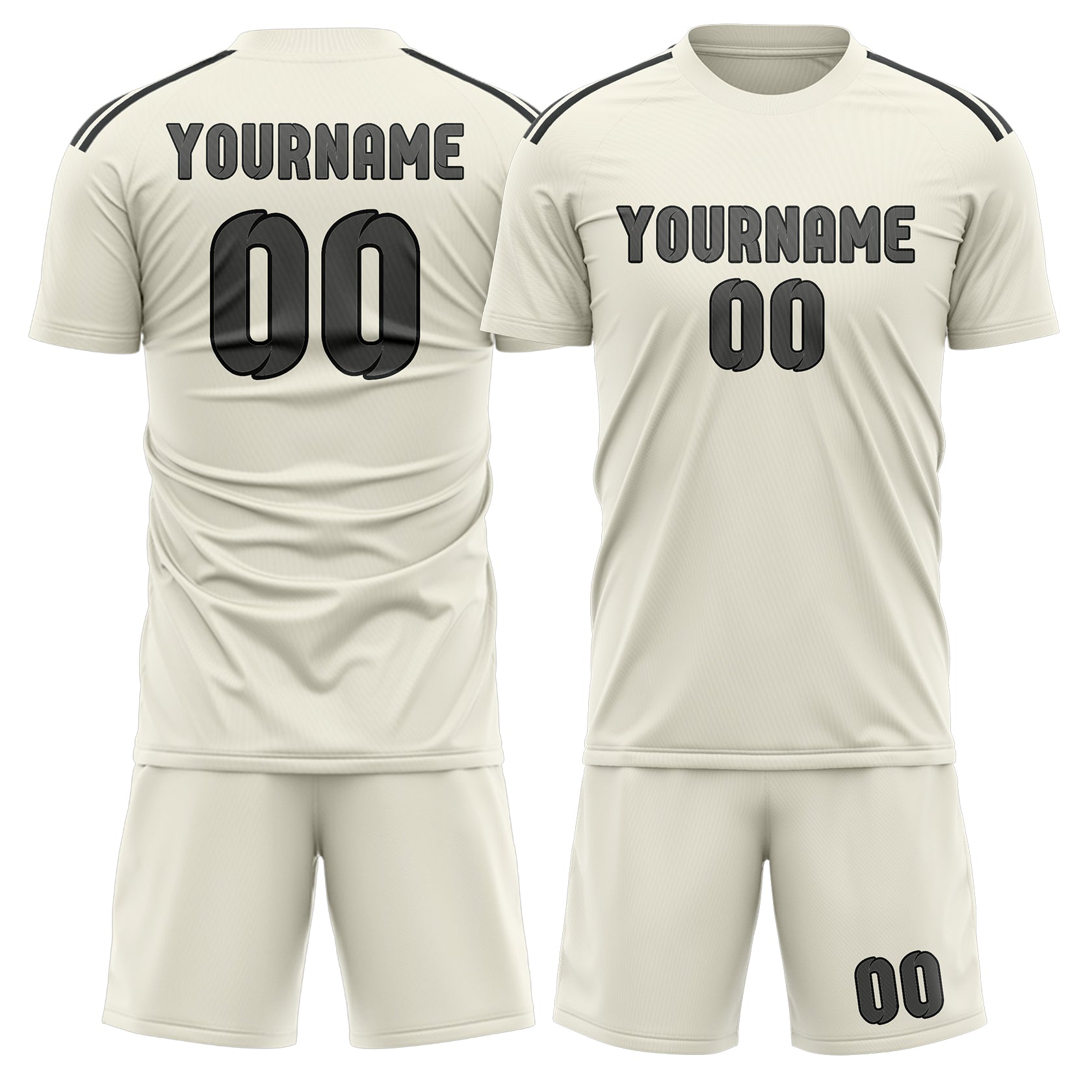 Custom Cream Dark Grey Soccer Set