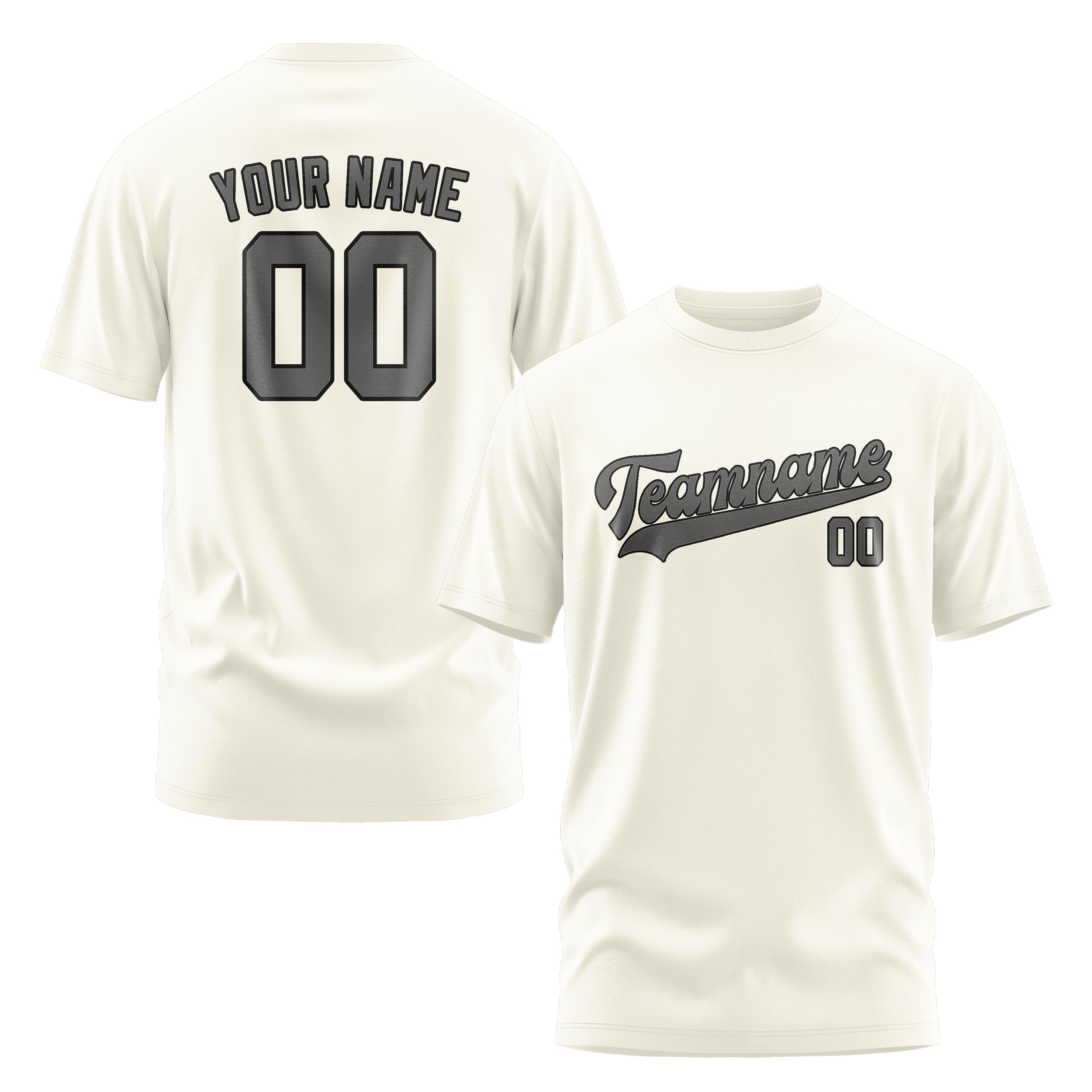 Custom Cream Dark Grey T-Shirt