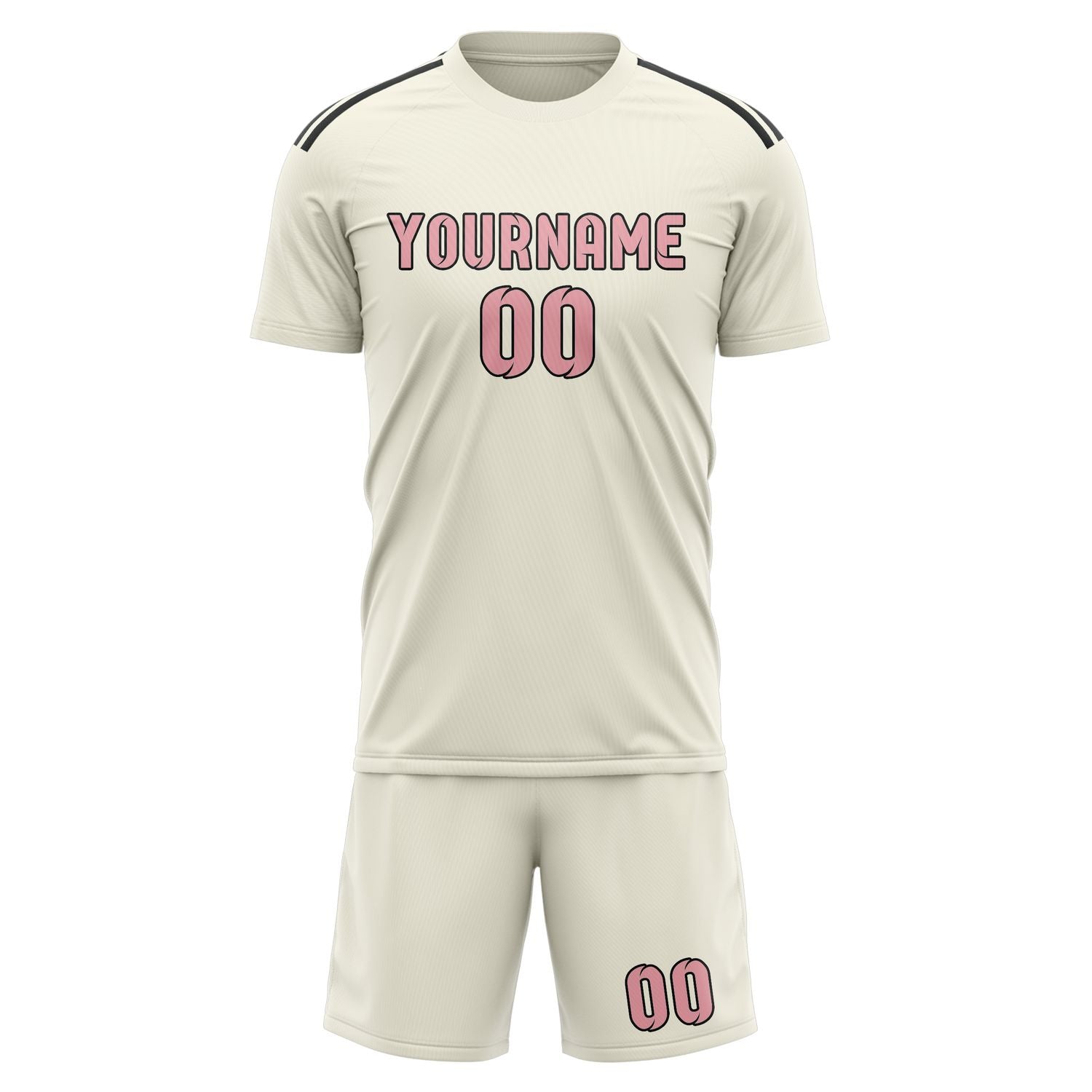 Custom Cream Light Pink Soccer Set