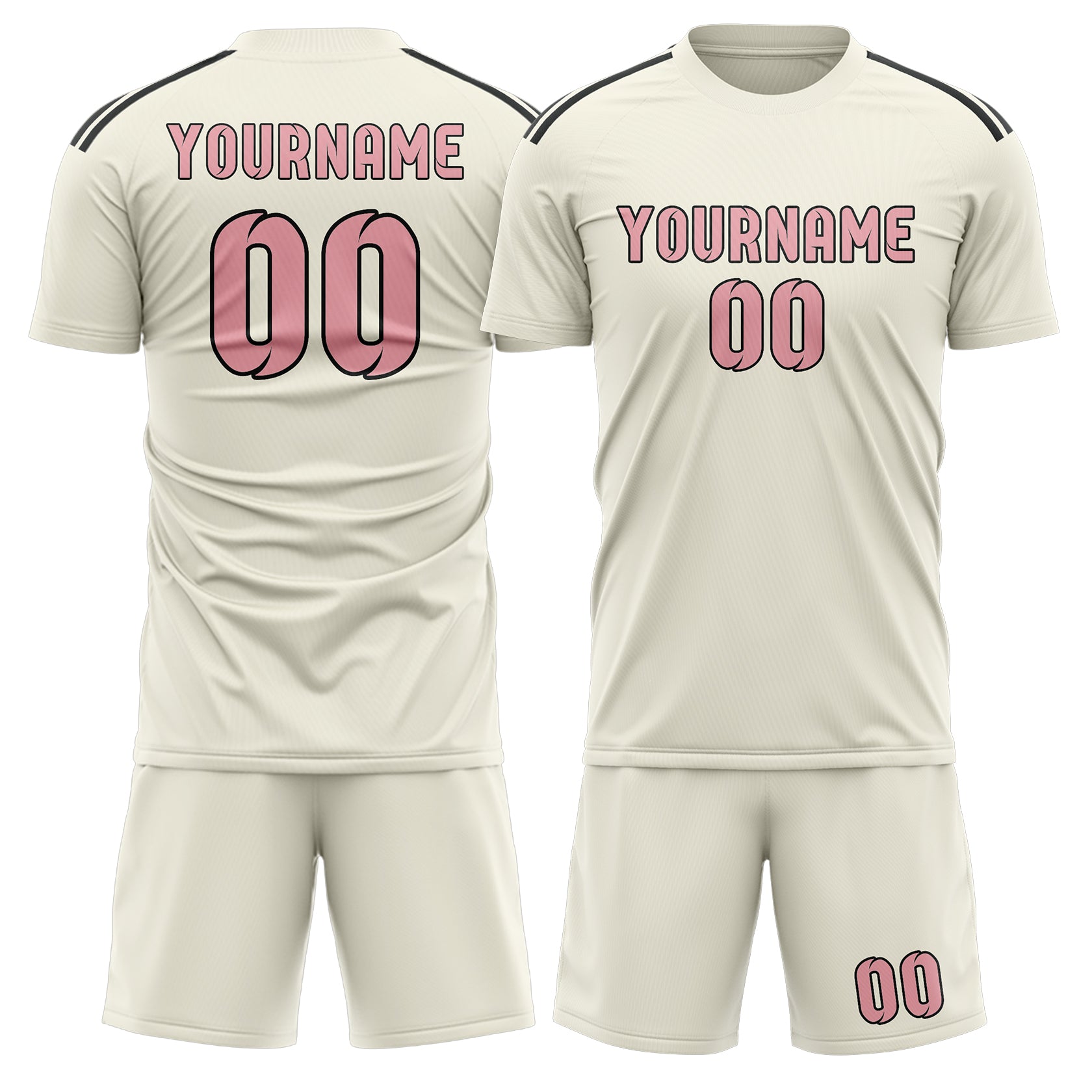 Custom Cream Light Pink Soccer Set