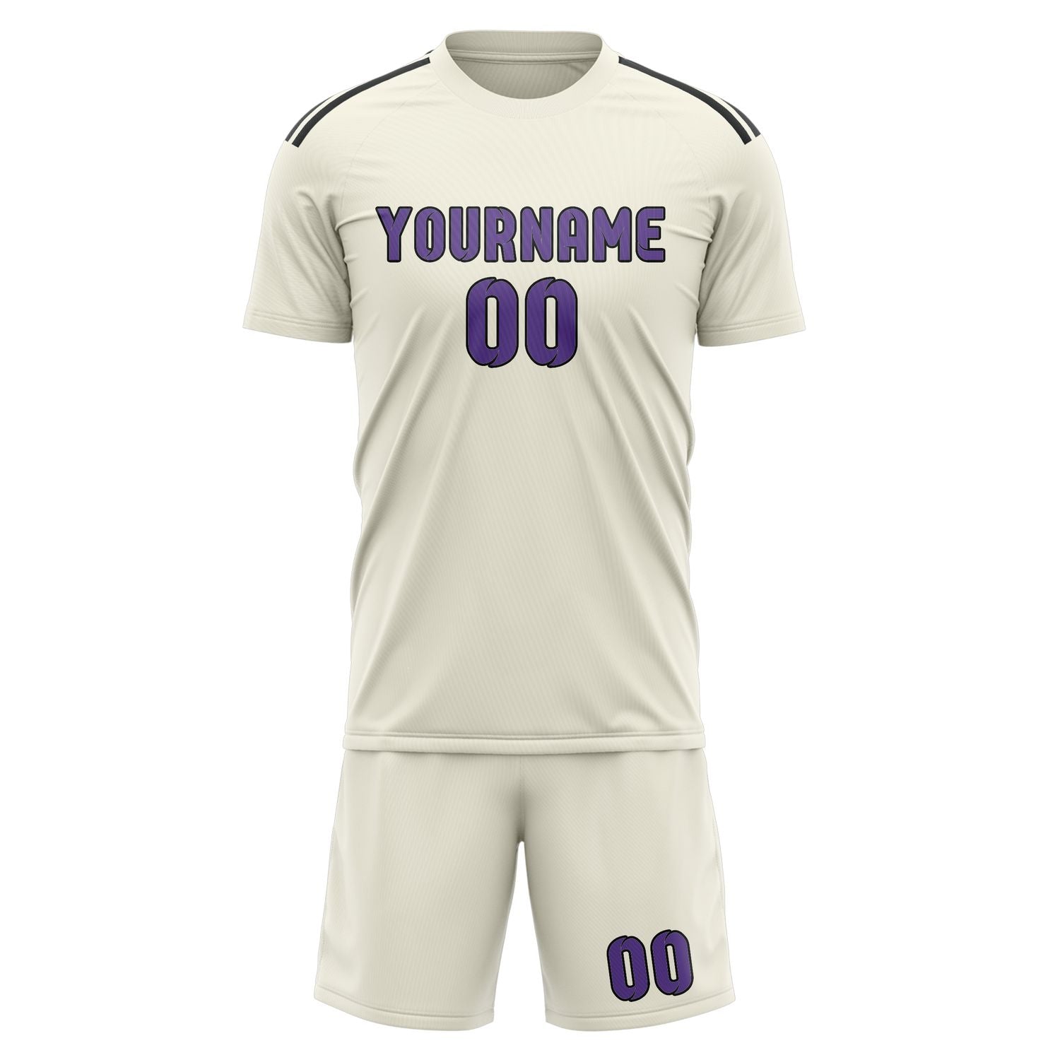 Custom Cream Light Purple Soccer Set