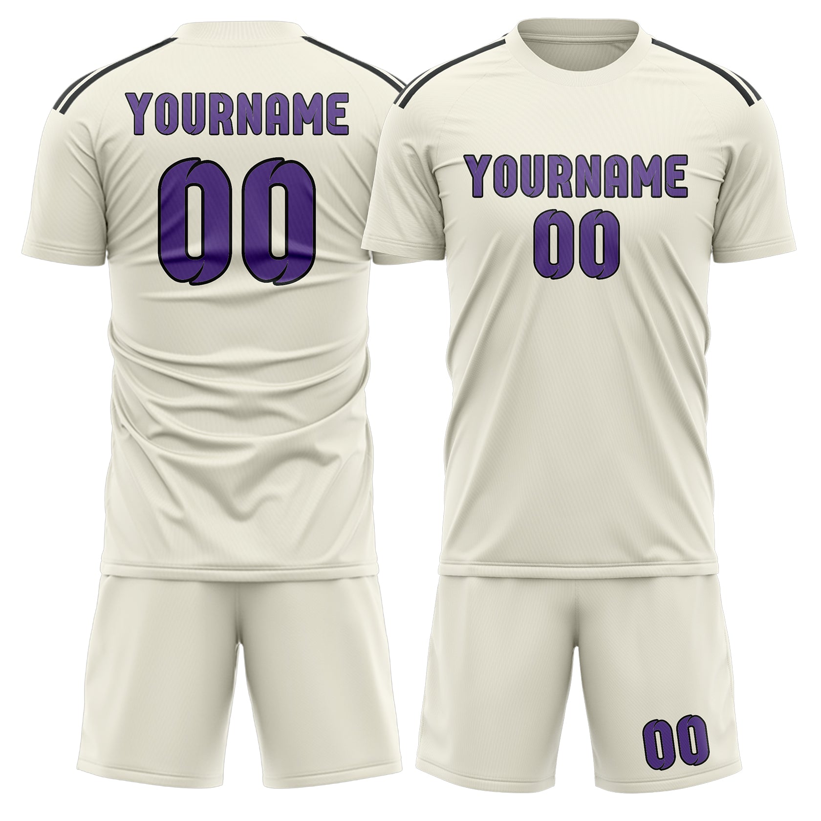 Custom Cream Light Purple Soccer Set