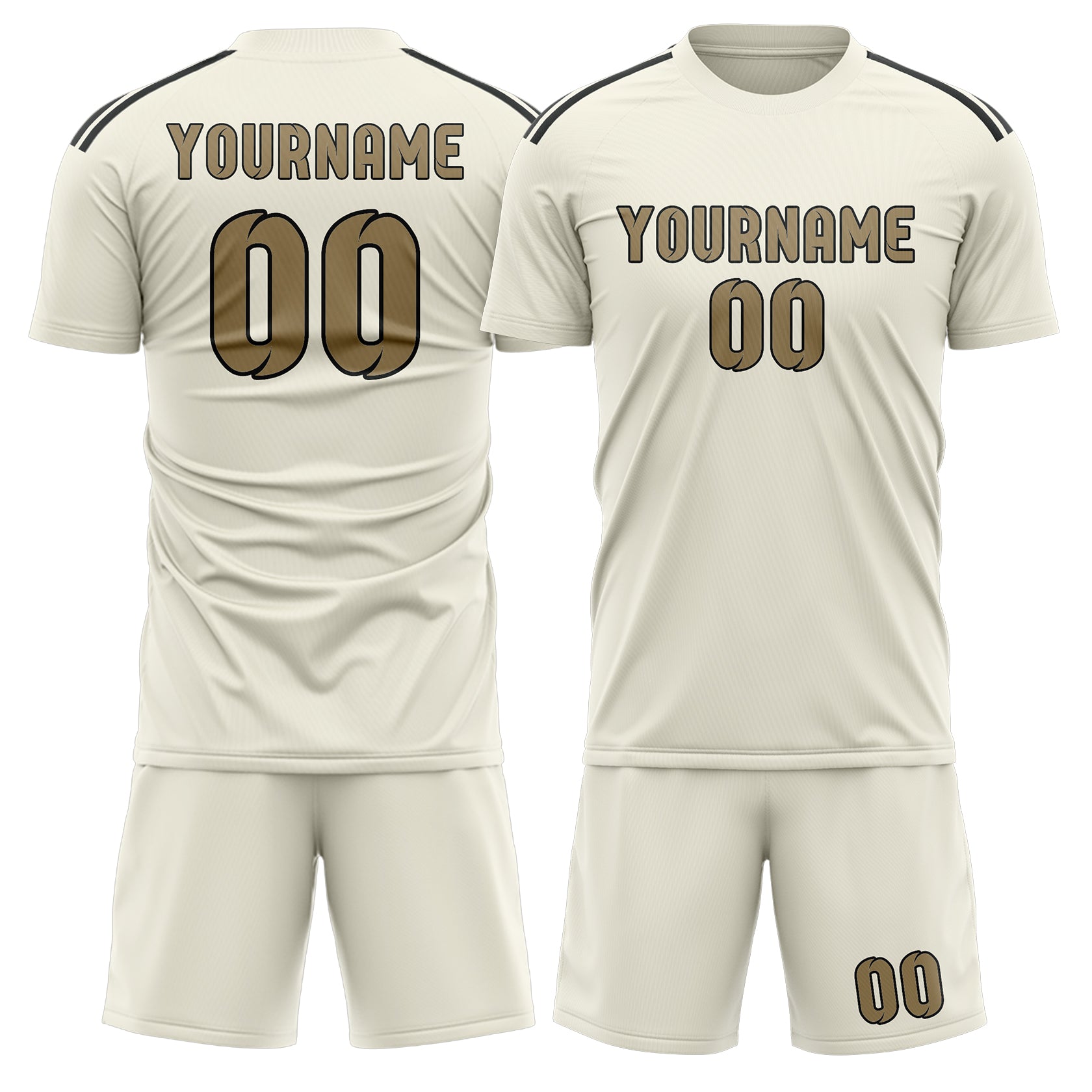 Custom Cream Light Khaki Soccer Set