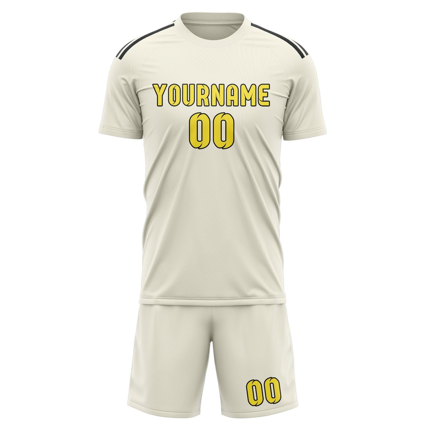 Custom Cream Light Yellow Soccer Set