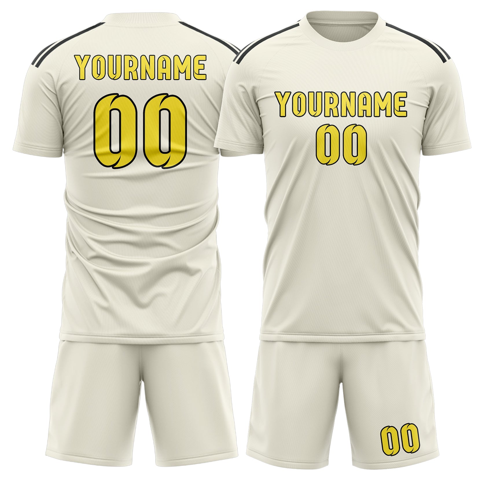 Custom Cream Light Yellow Soccer Set