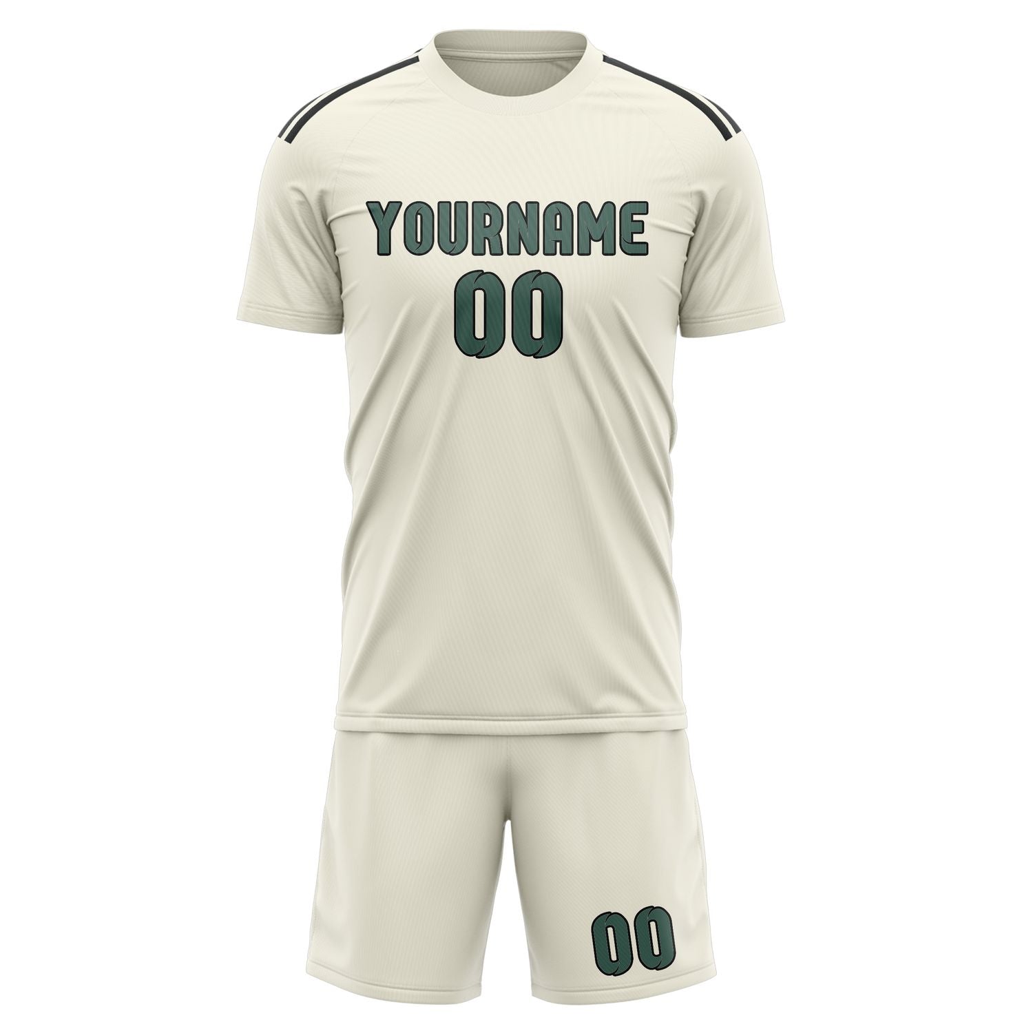 Custom Cream Blue Green Soccer Set