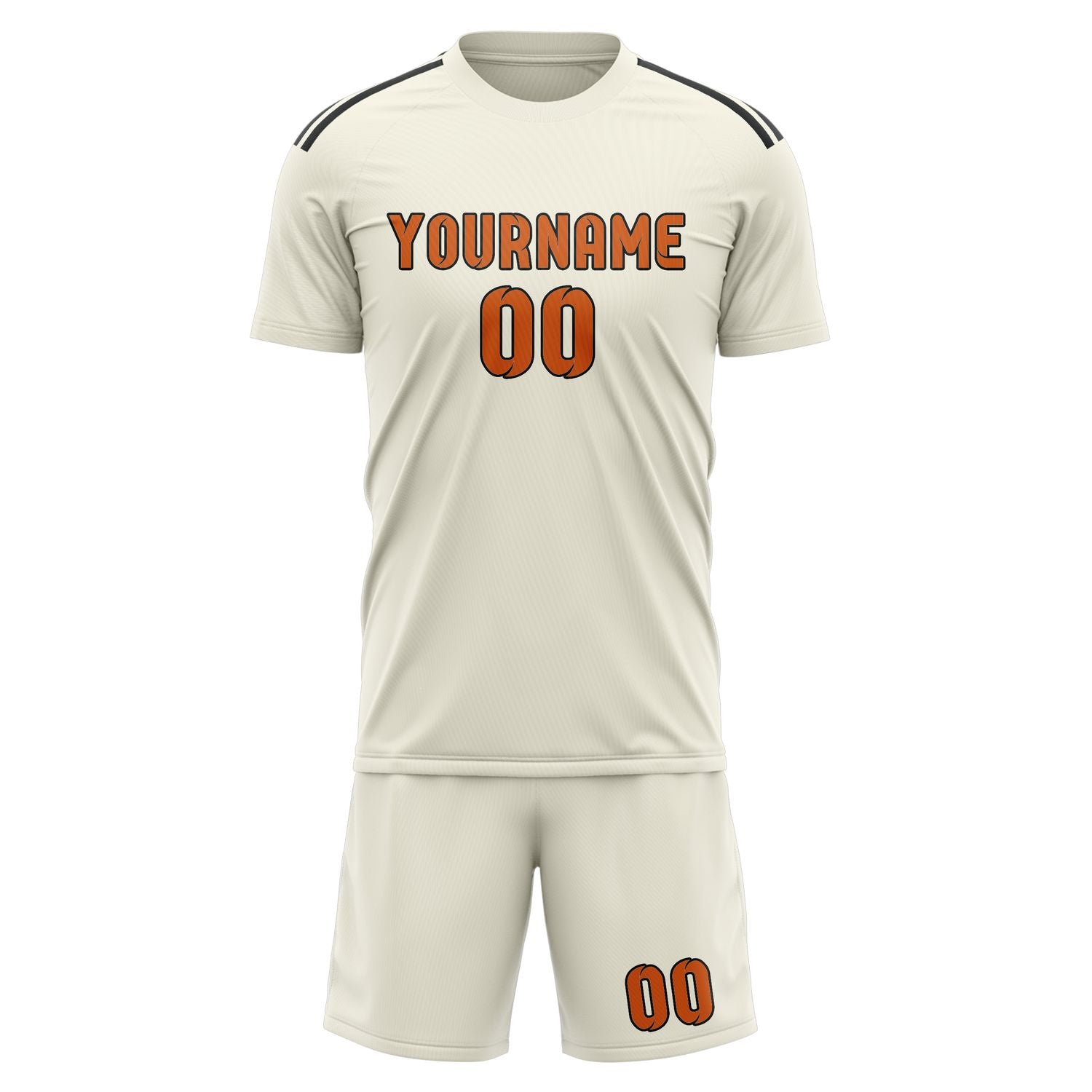 Custom Cream Orange Soccer Set