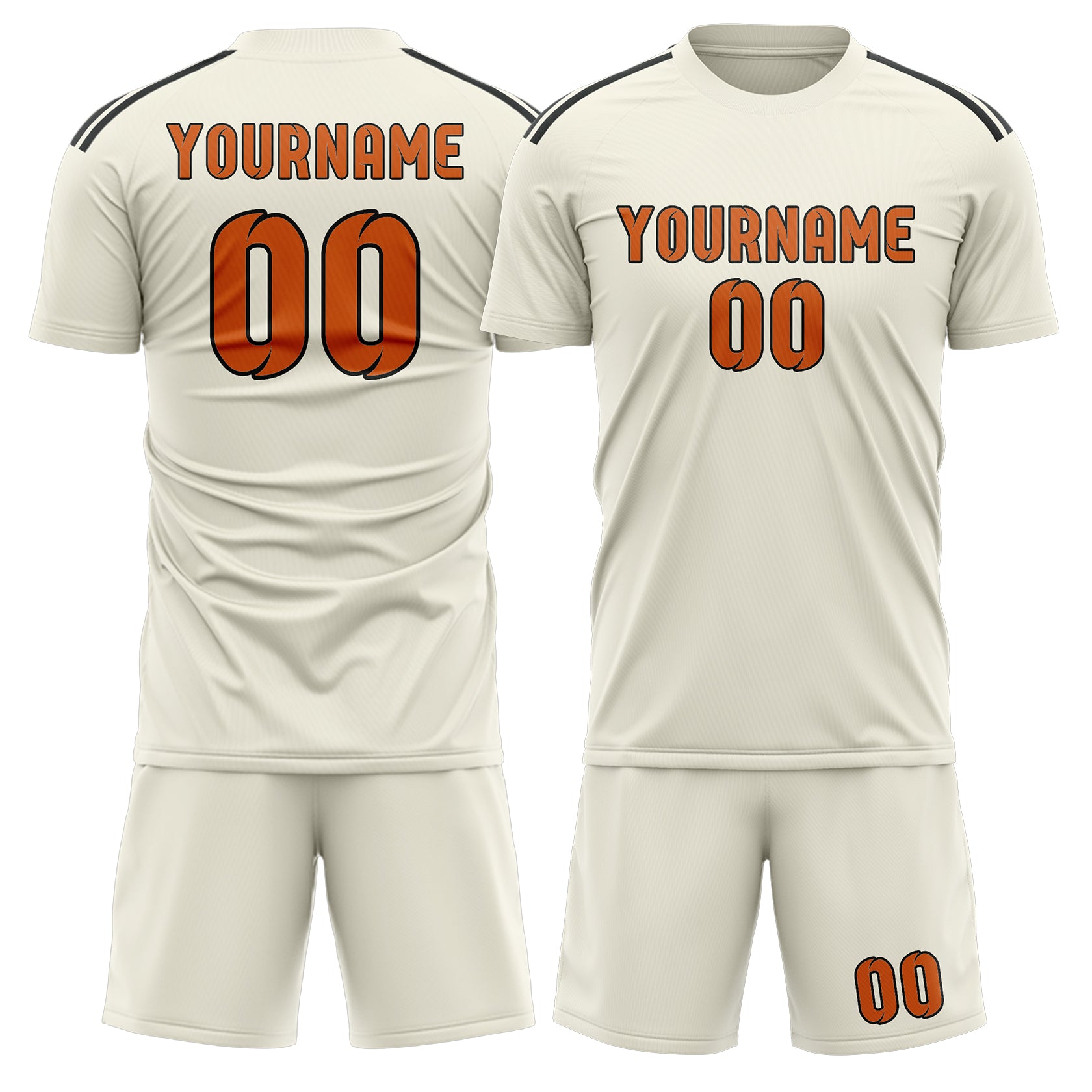 Custom Cream Orange Soccer Set