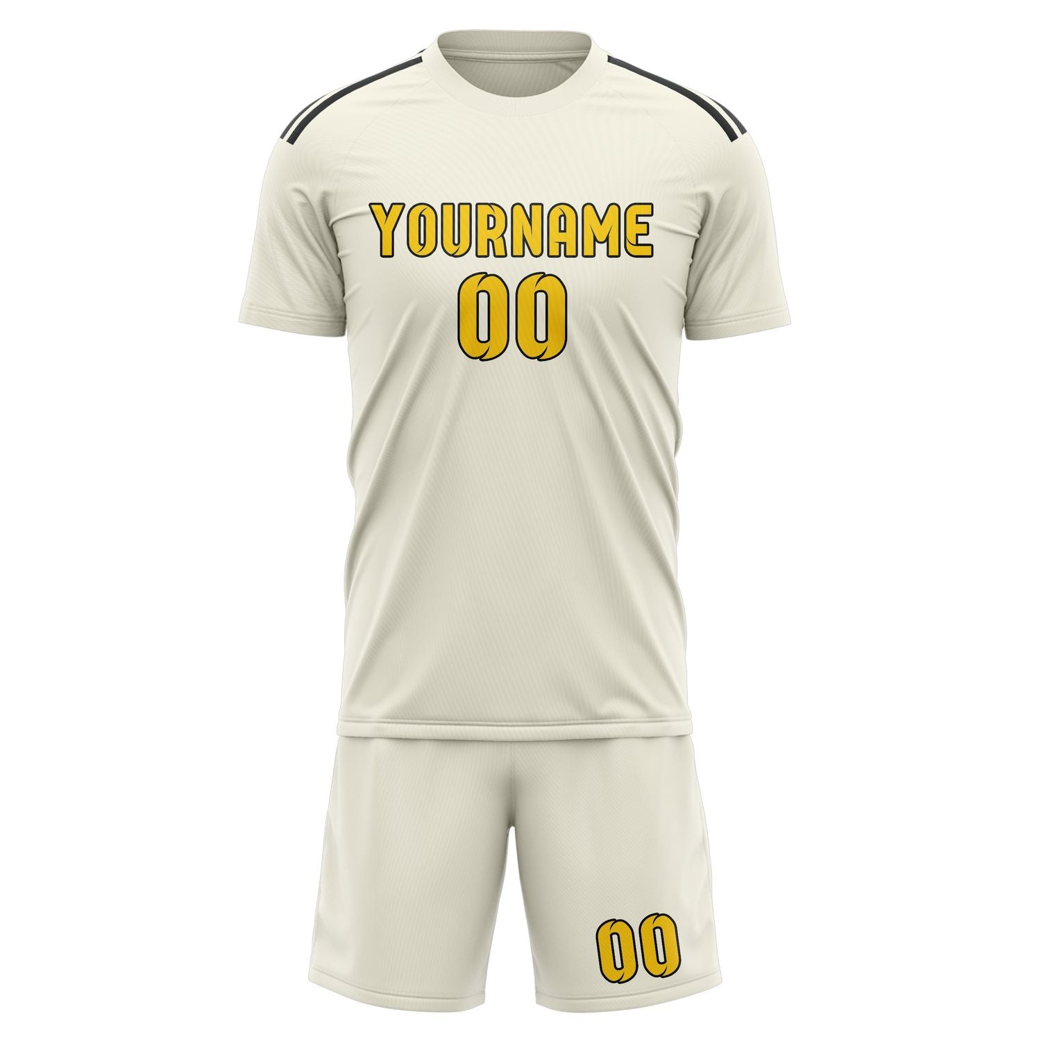 Custom Cream Gold Soccer Set