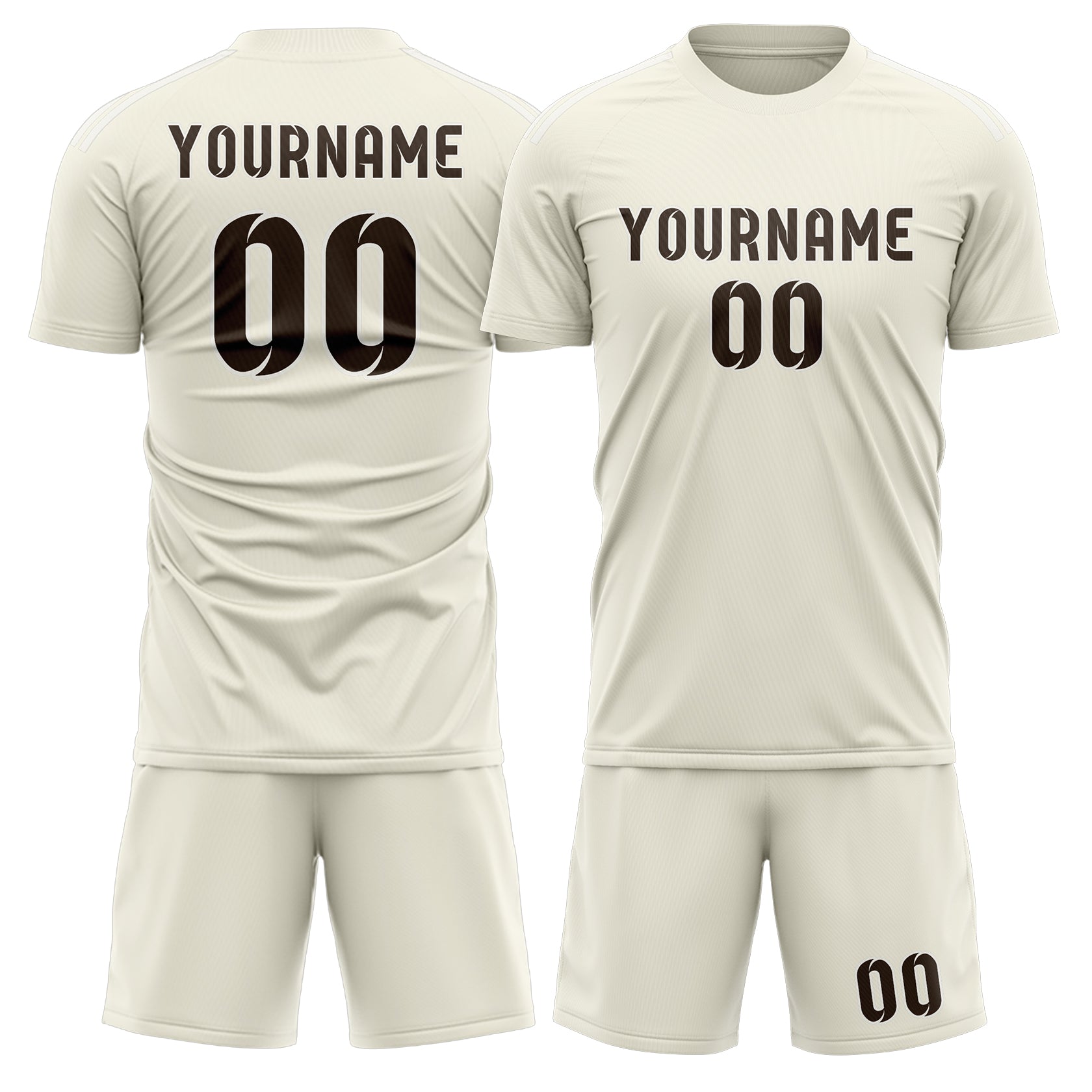 Custom Cream Brown Soccer Set