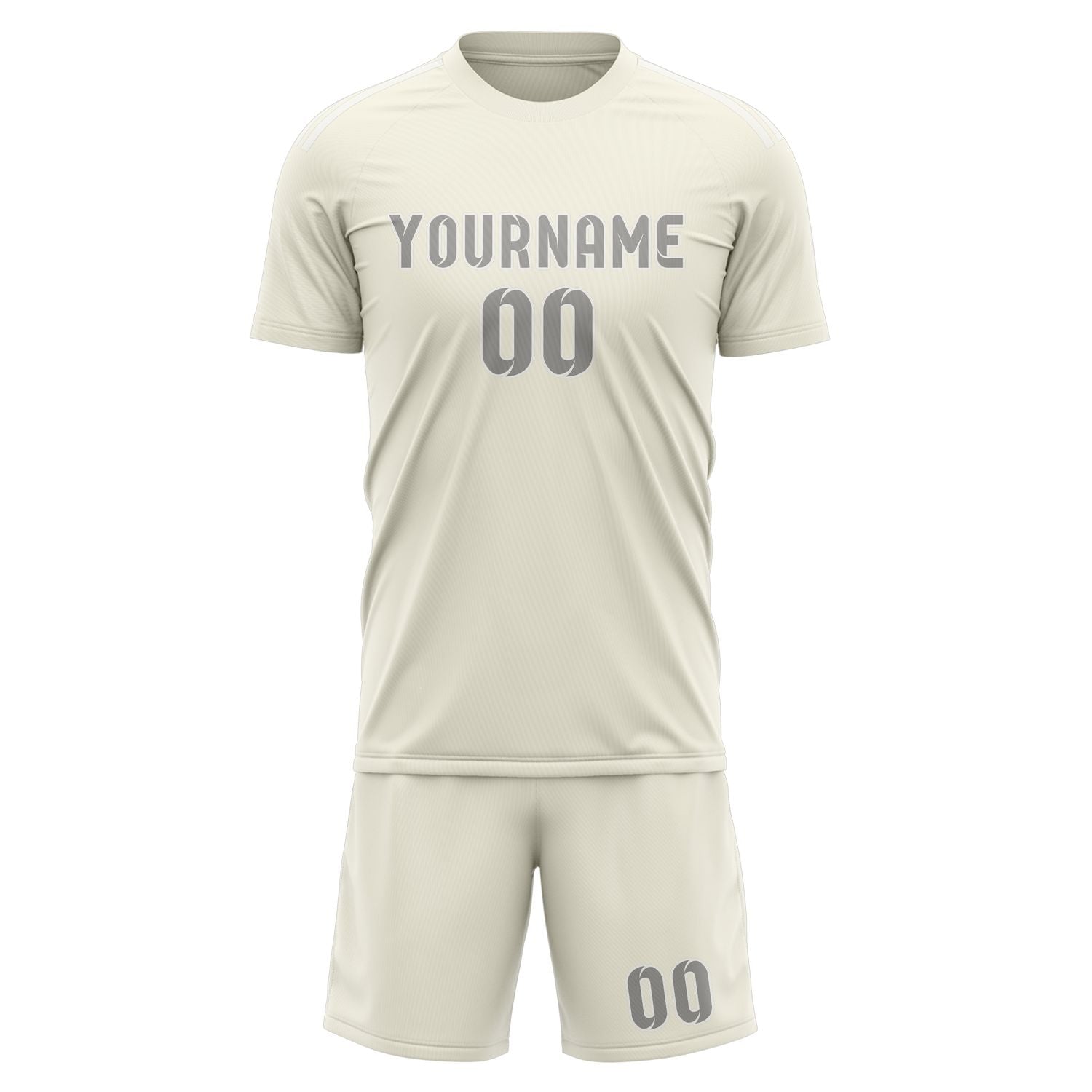 Custom Cream Gray Soccer Set