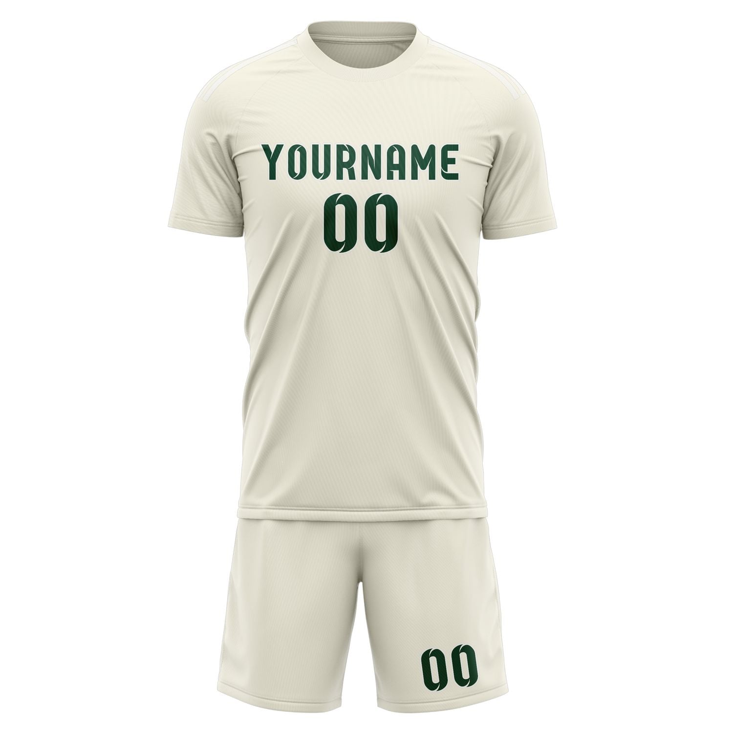 Custom Cream Green Soccer Set
