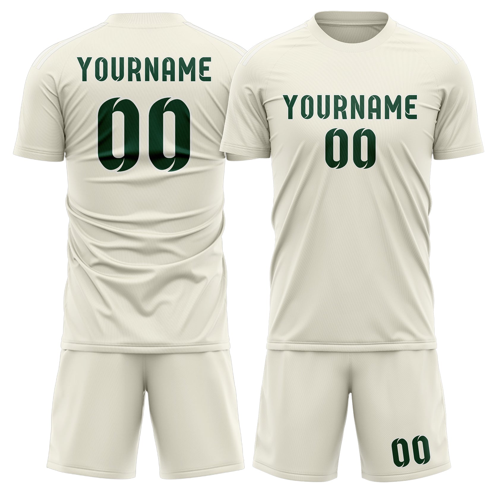 Custom Cream Green Soccer Set