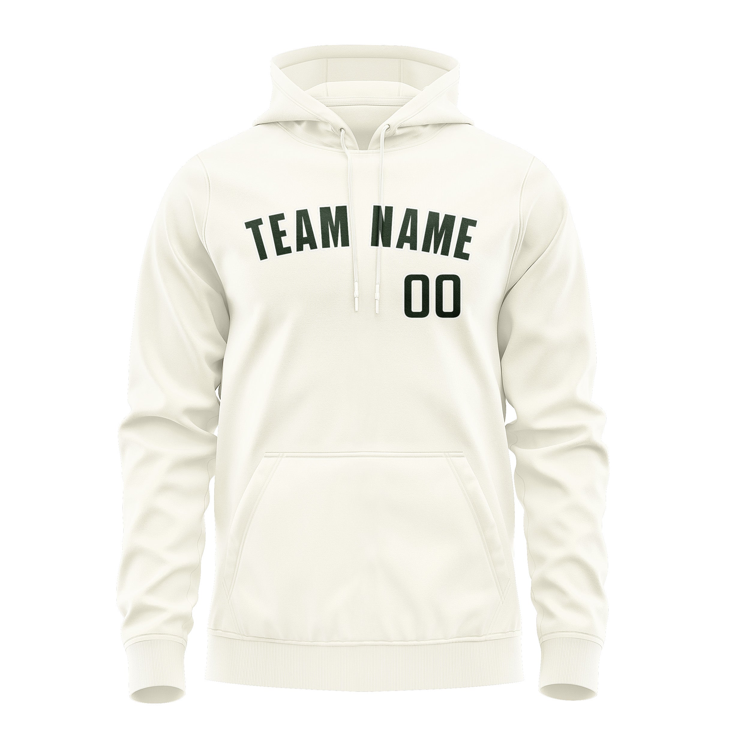 Custom Cream Dark Green Hoodie