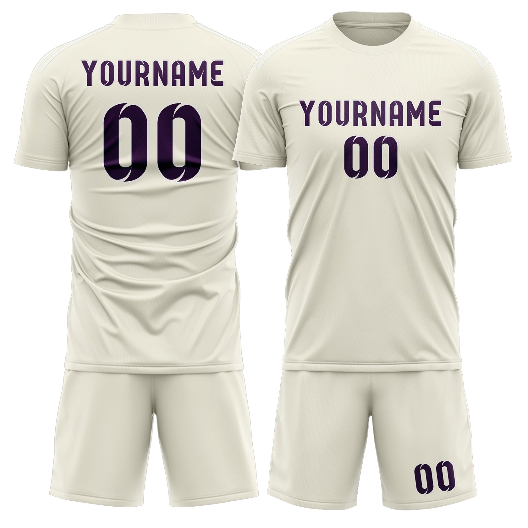 Custom Cream Purple Soccer Set