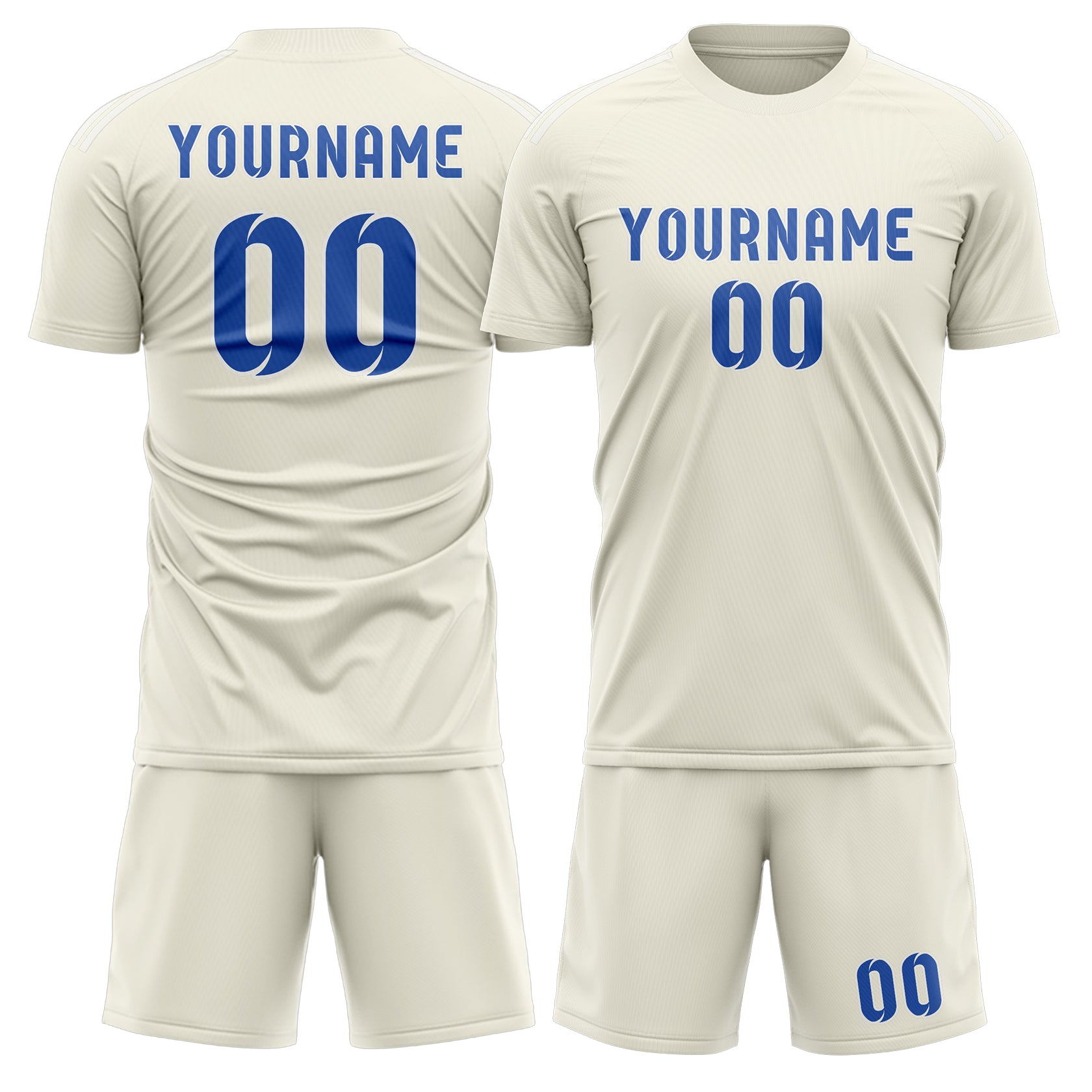 Custom Cream Sky Blue Soccer Set
