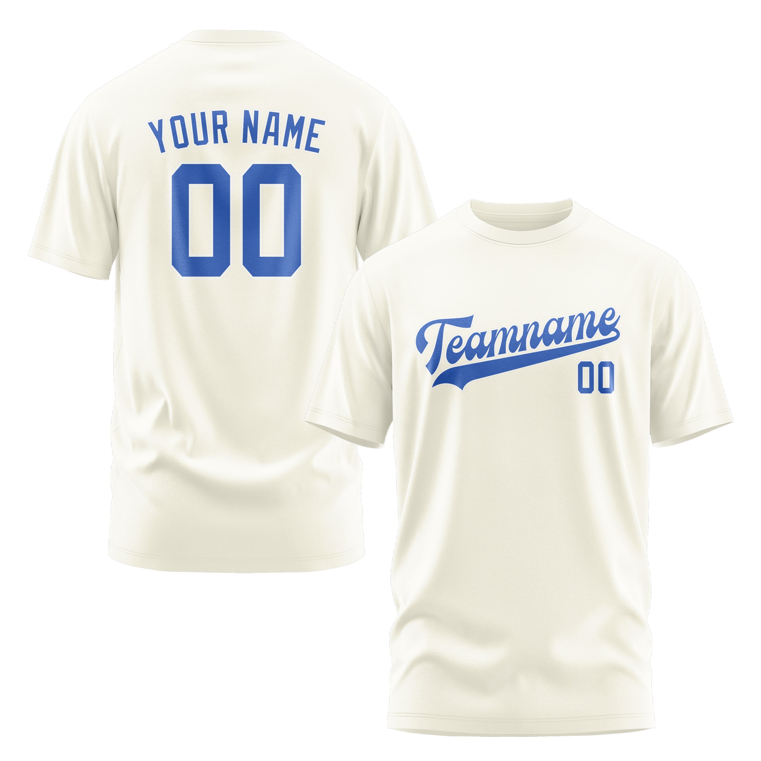 Custom Cream Sky Blue T-Shirt
