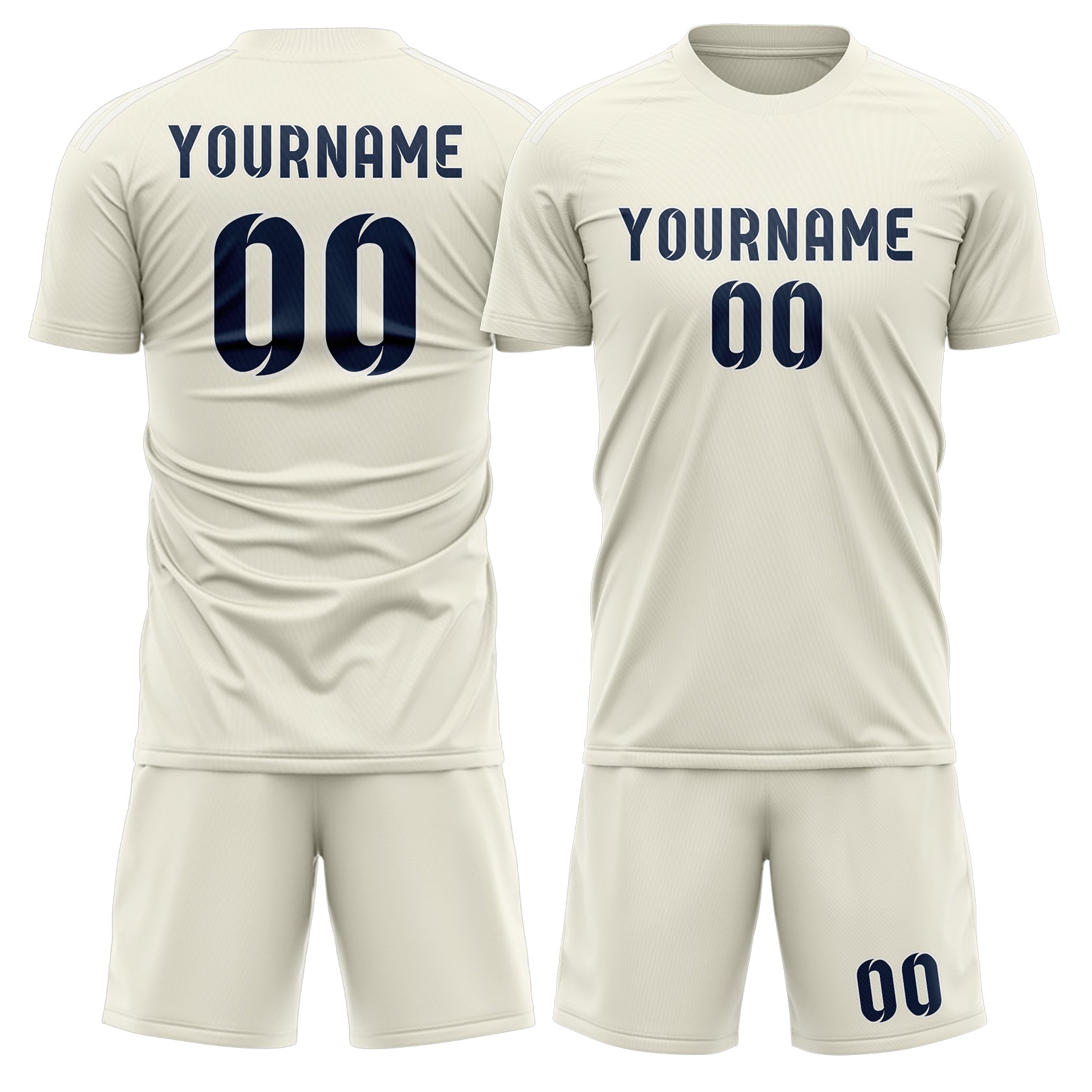 Custom Cream Blue Soccer Set