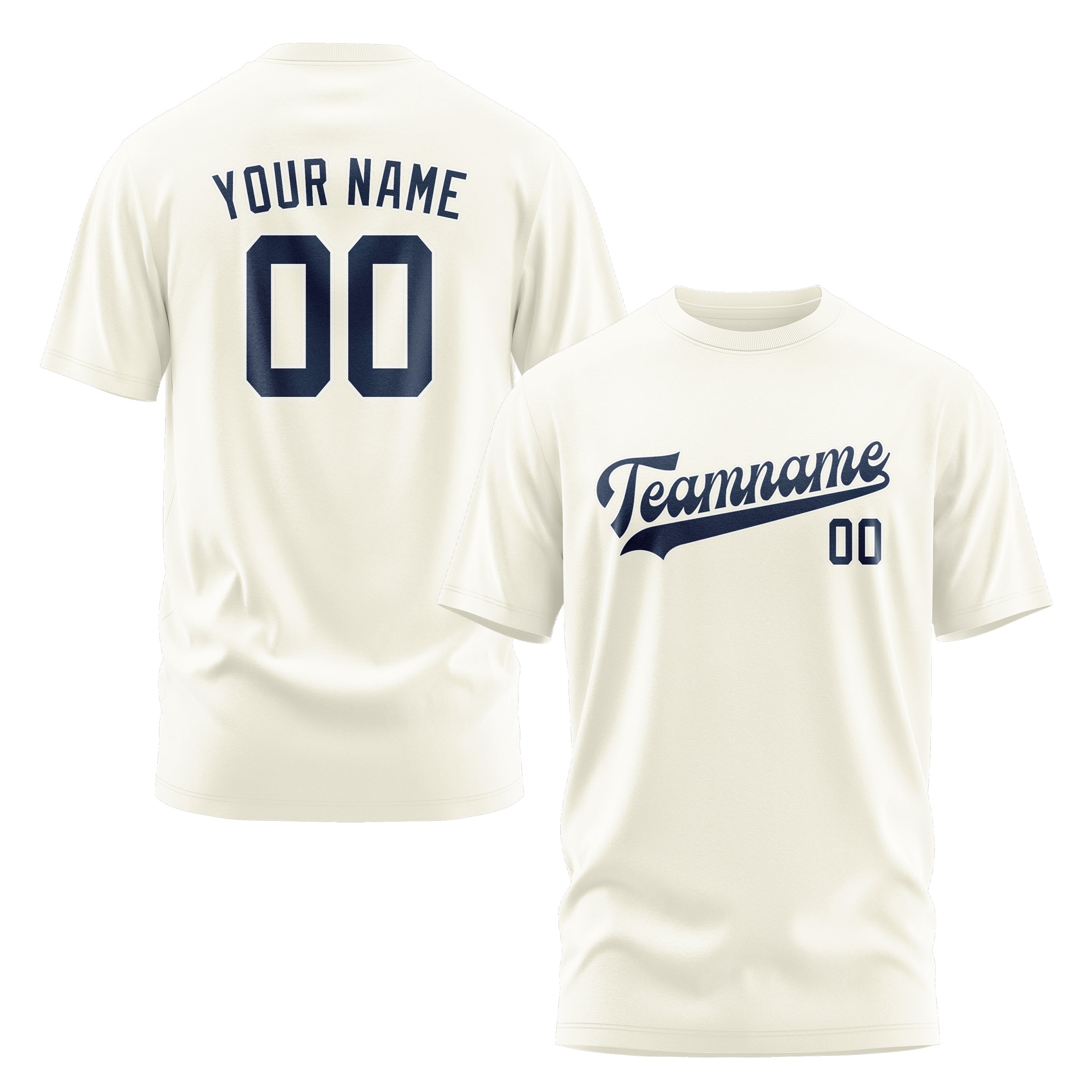 Custom Cream Blue T-Shirt
