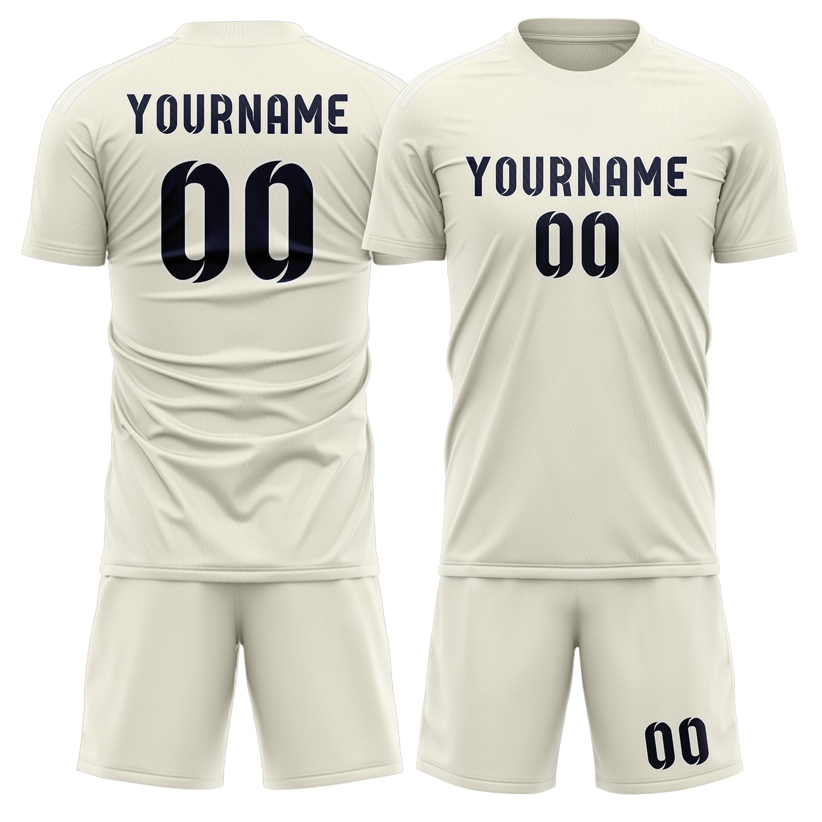 Custom Cream Navy Soccer Set