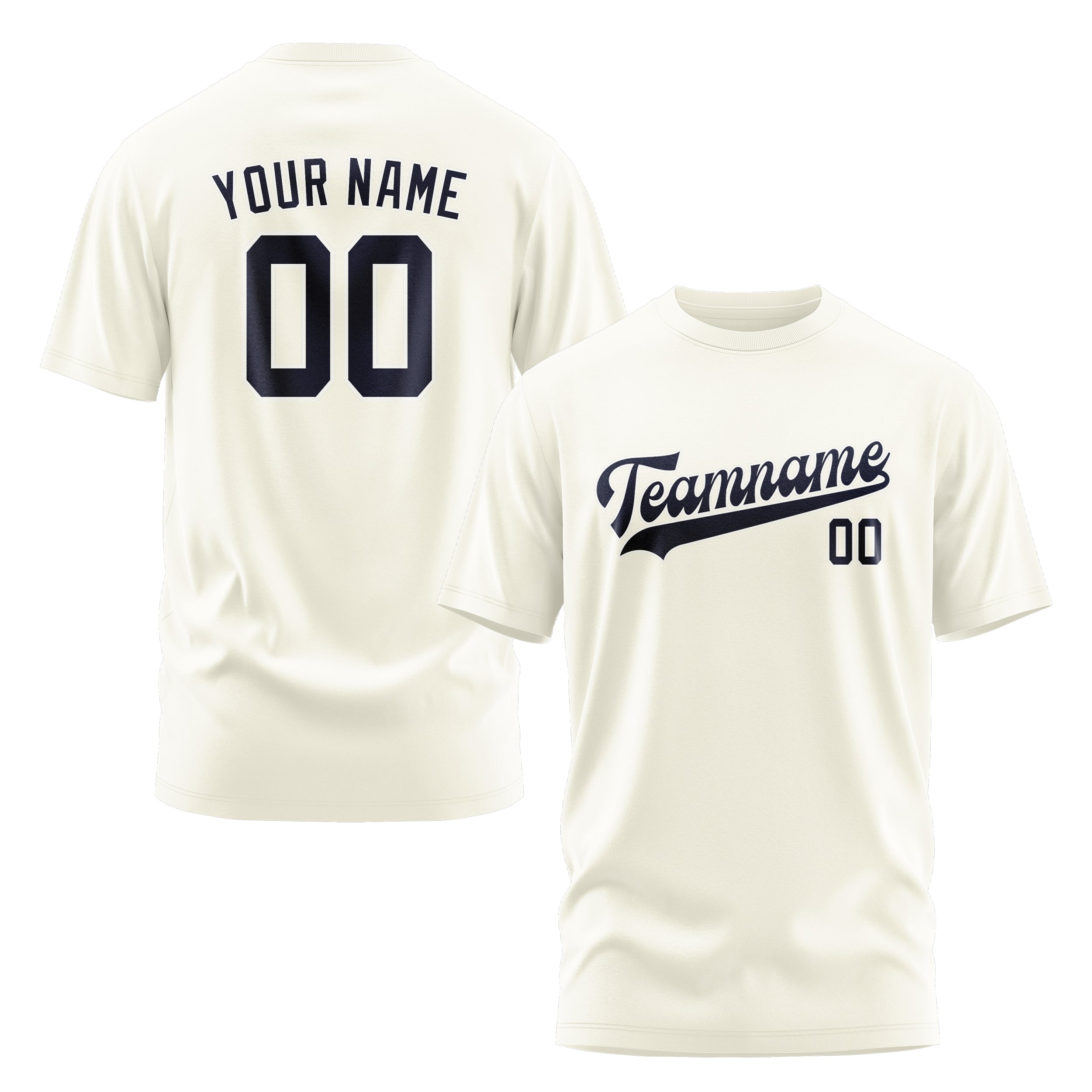 Custom Cream Navy T-Shirt
