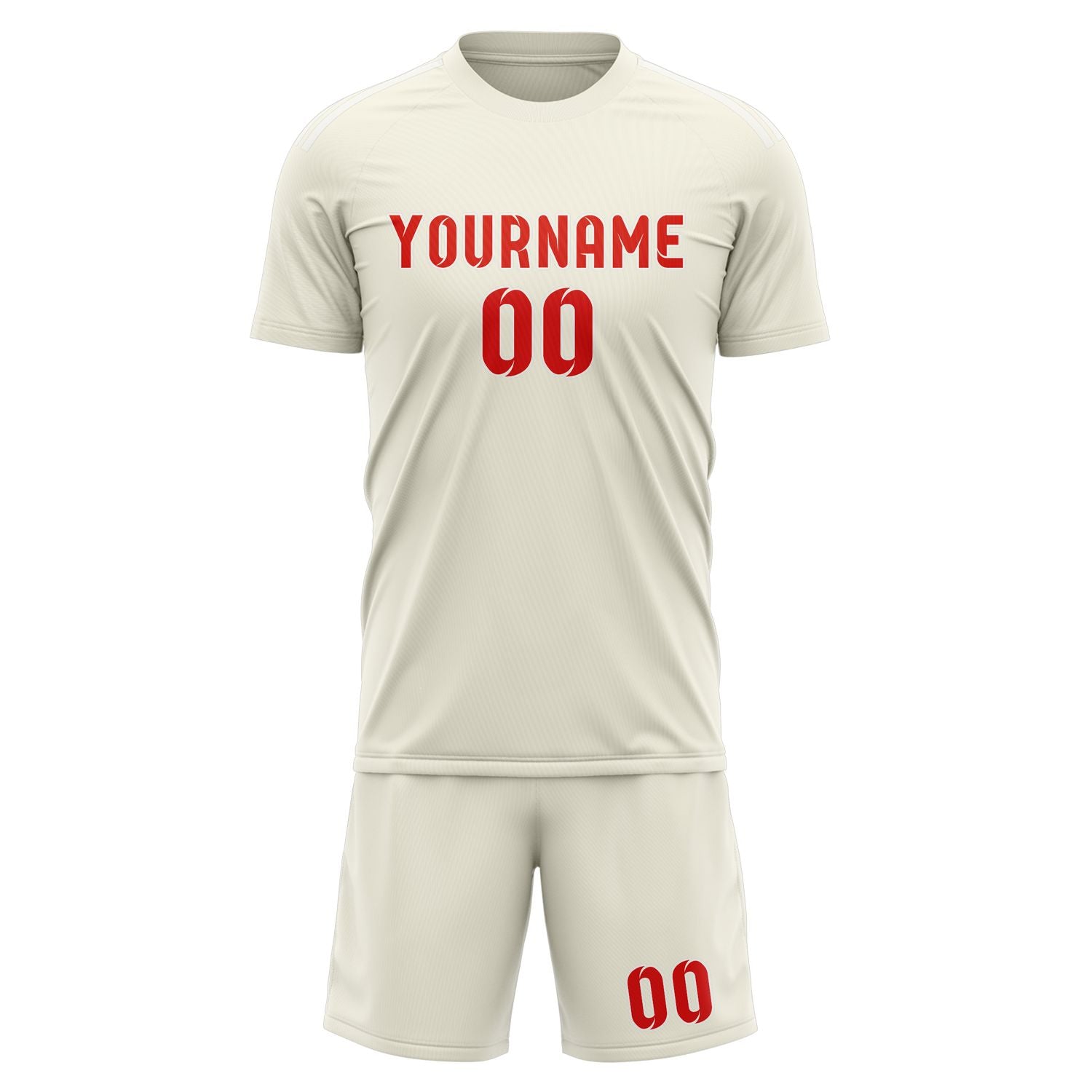 Custom Cream Orange Red Soccer Set