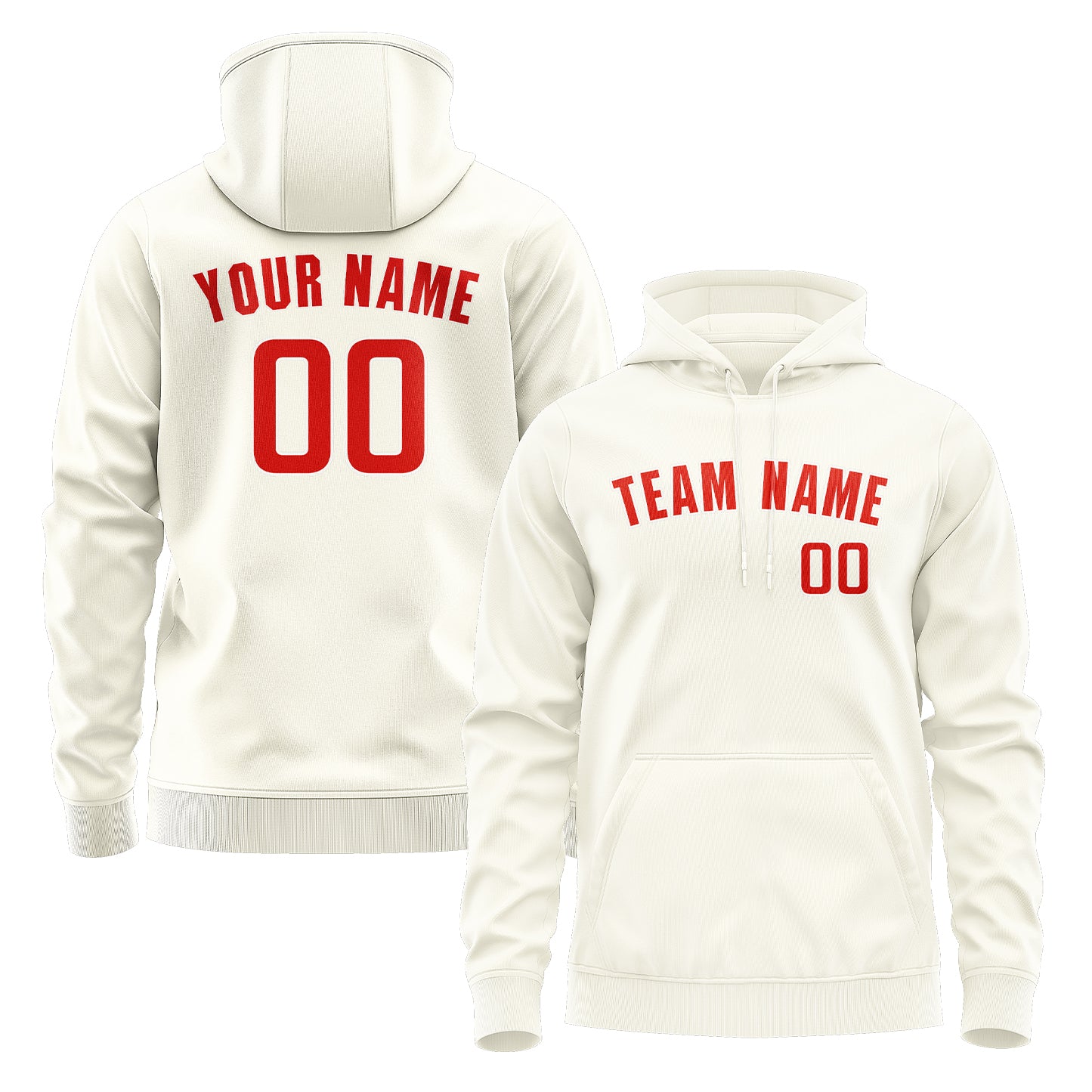 Custom Cream Orange Red Hoodie