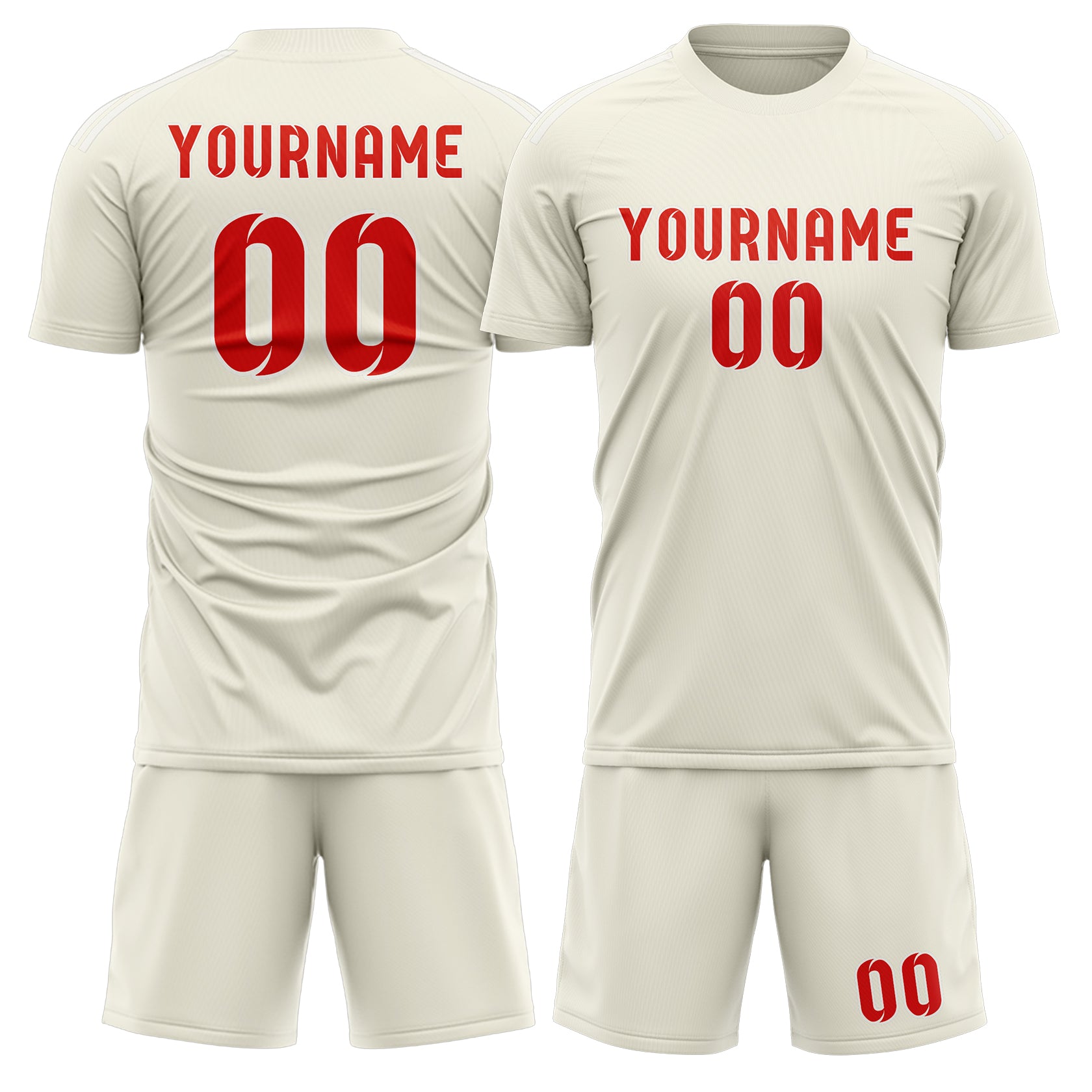 Custom Cream Orange Red Soccer Set