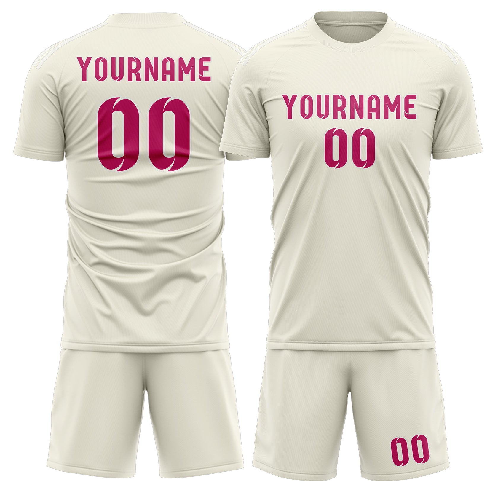 Custom Cream Pink Soccer Set
