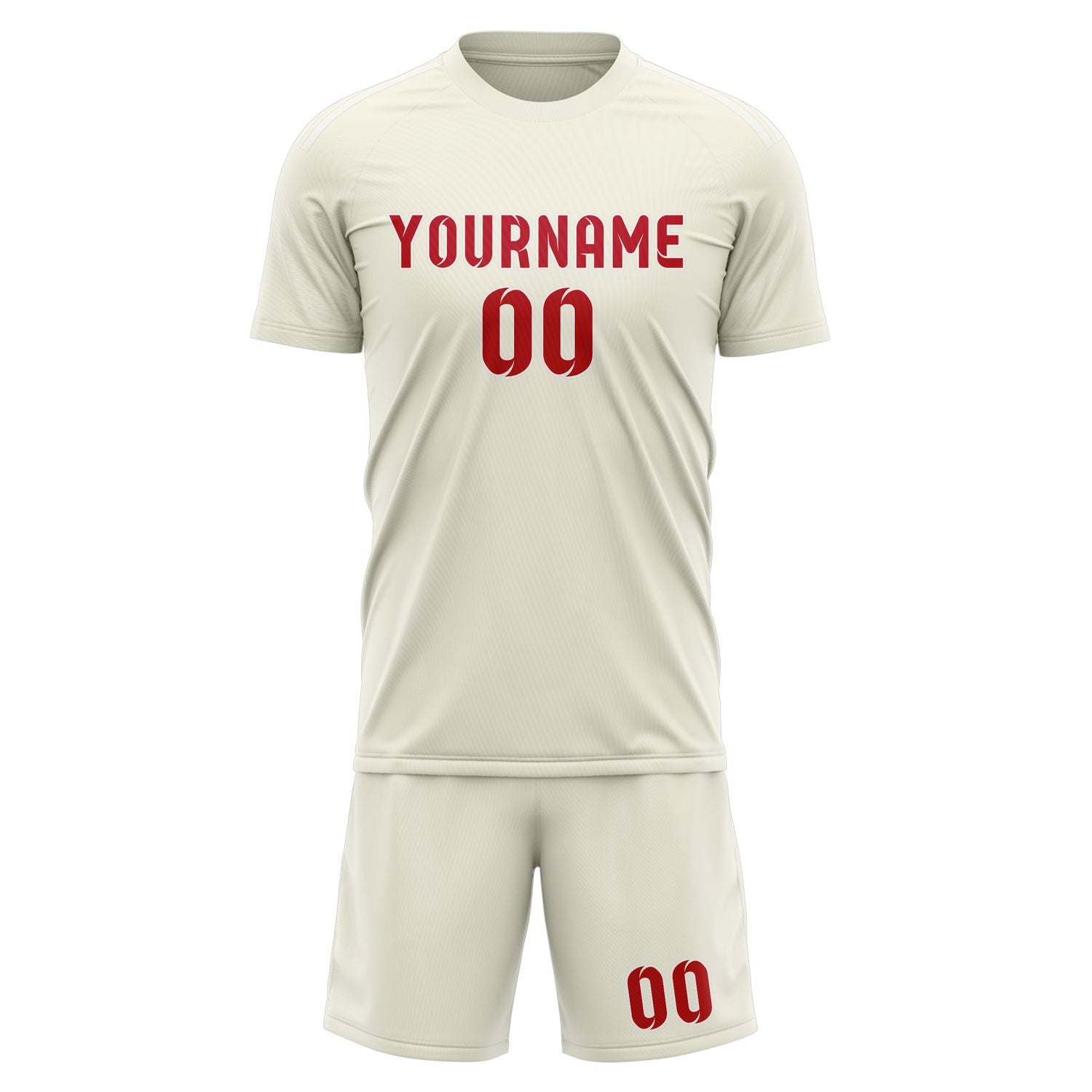 Custom Cream Red Soccer Set