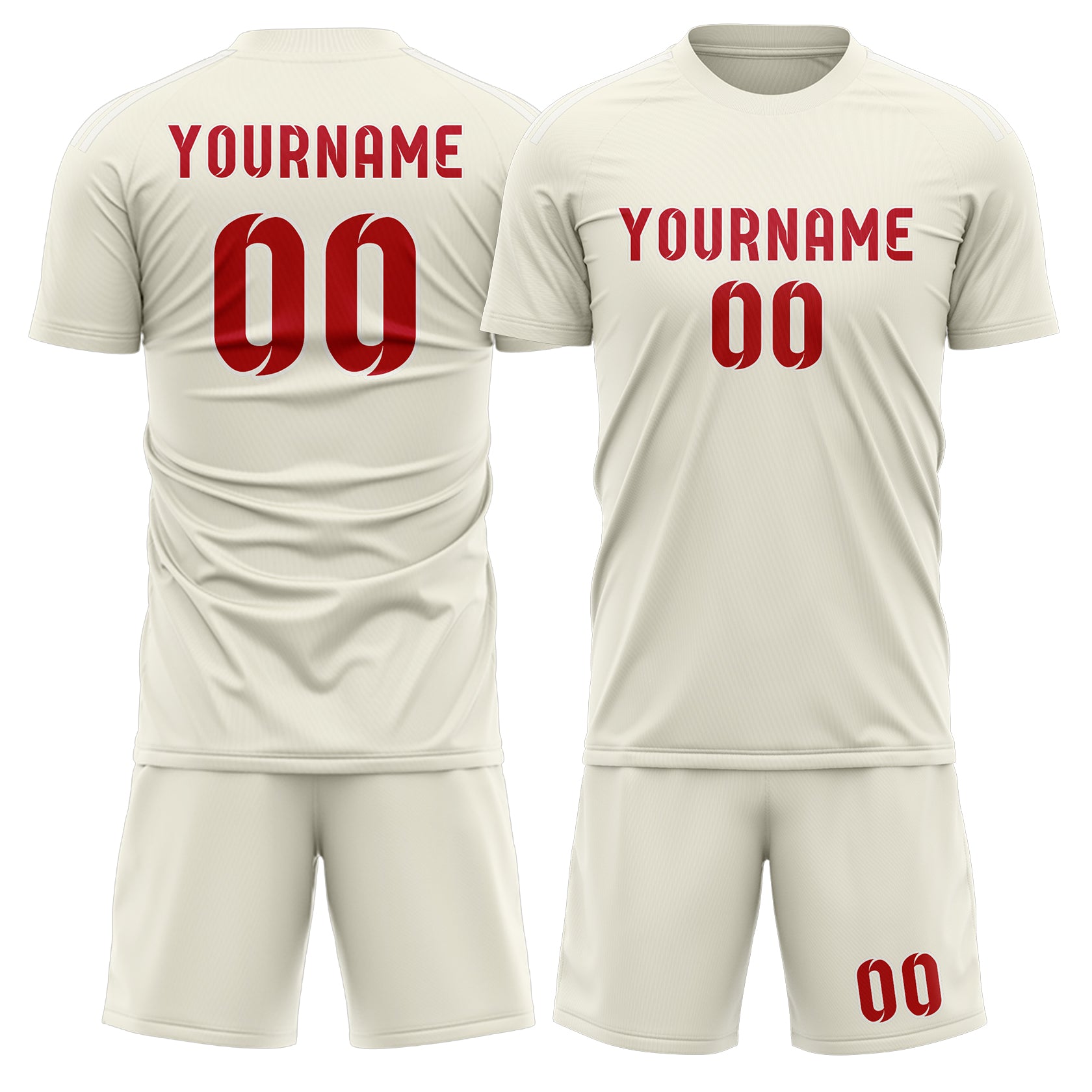 Custom Cream Red Soccer Set
