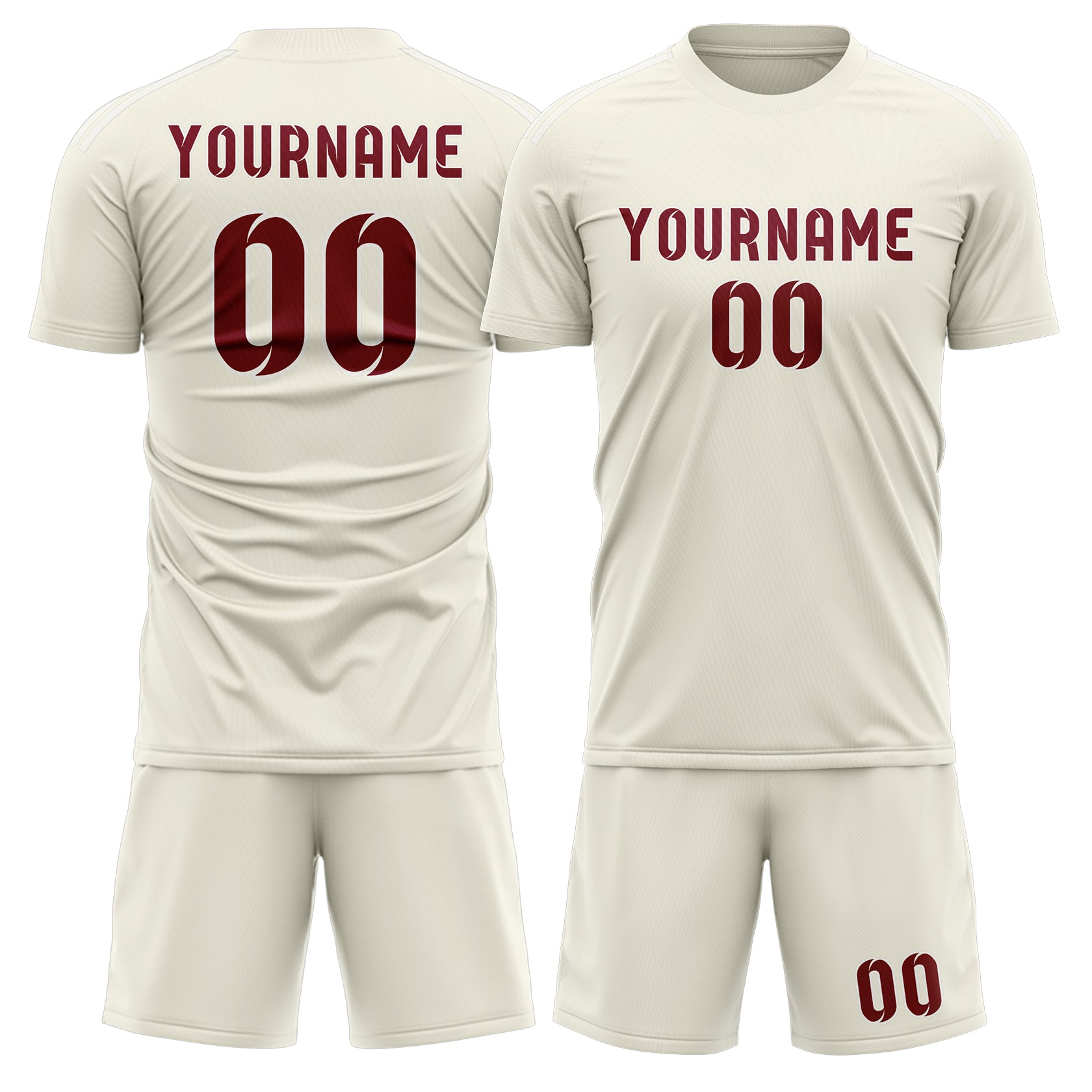 Custom Cream Crimson Red Soccer Set